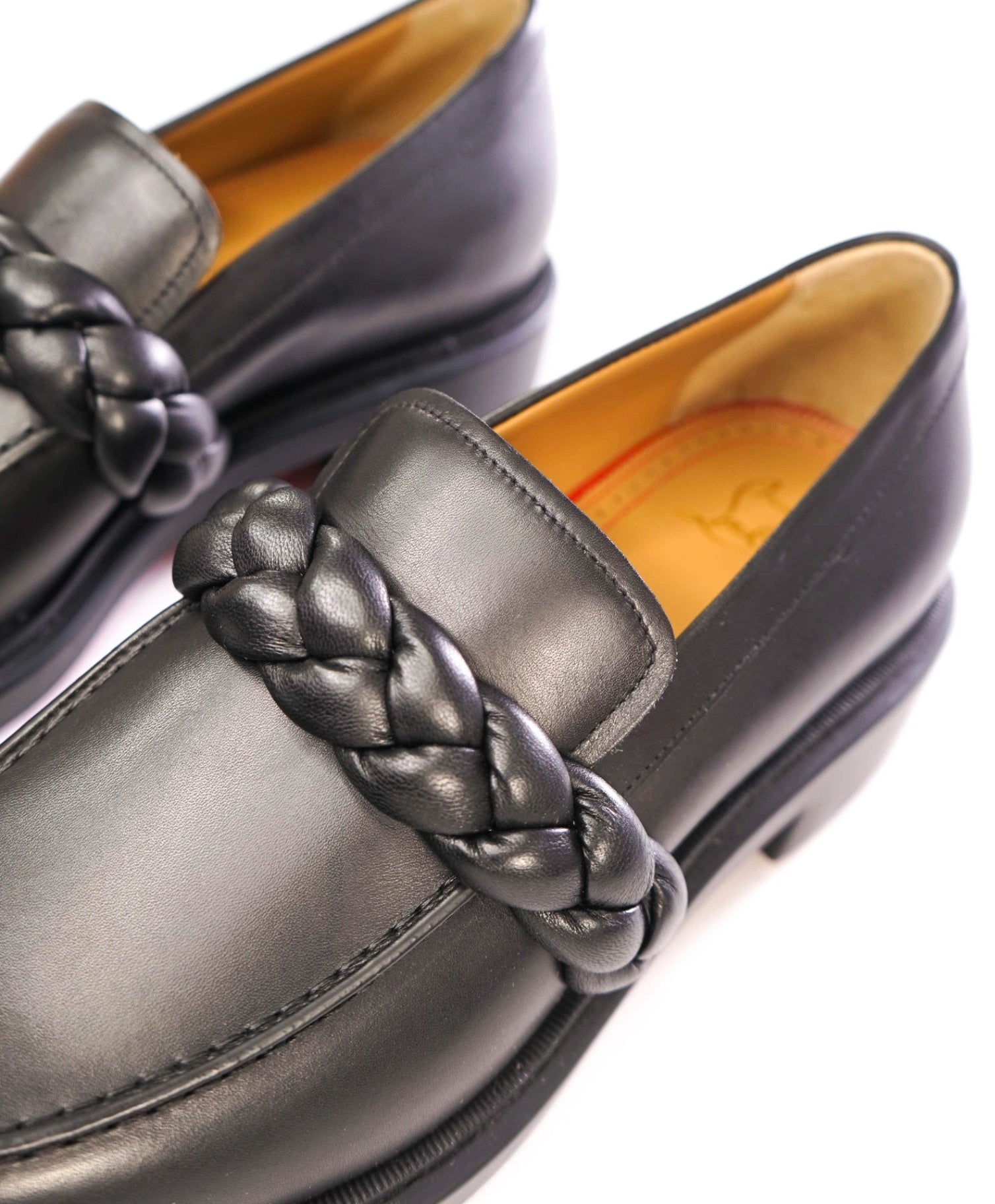 $1,095 LOUBOUTIN - Leather "URBINO" Mock Braid Loafers - US 8 (41EU)