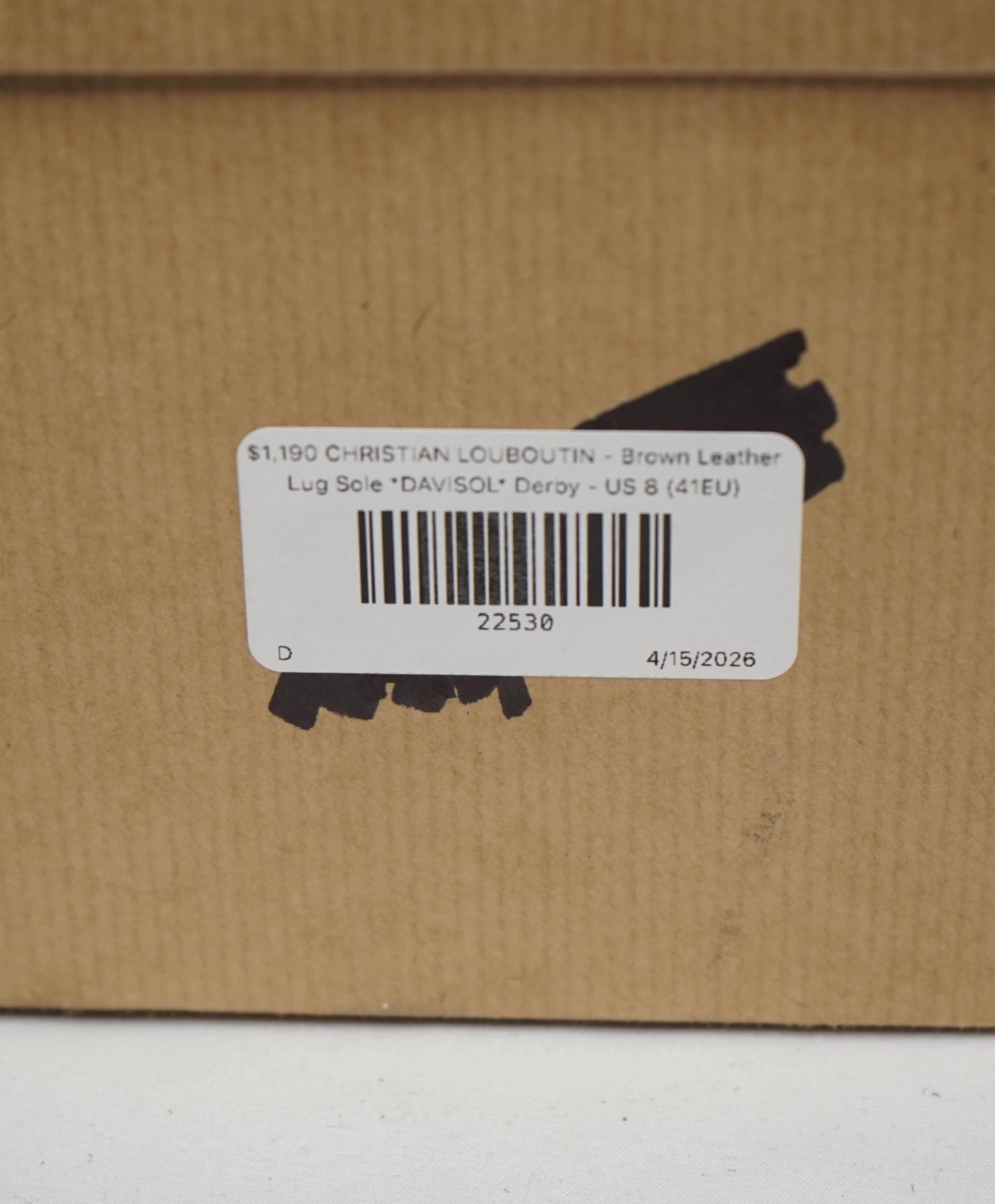 $1,190 LOUBOUTIN - Brown Lug Sole *DAVISOL* Derby - US 8 (41EU)