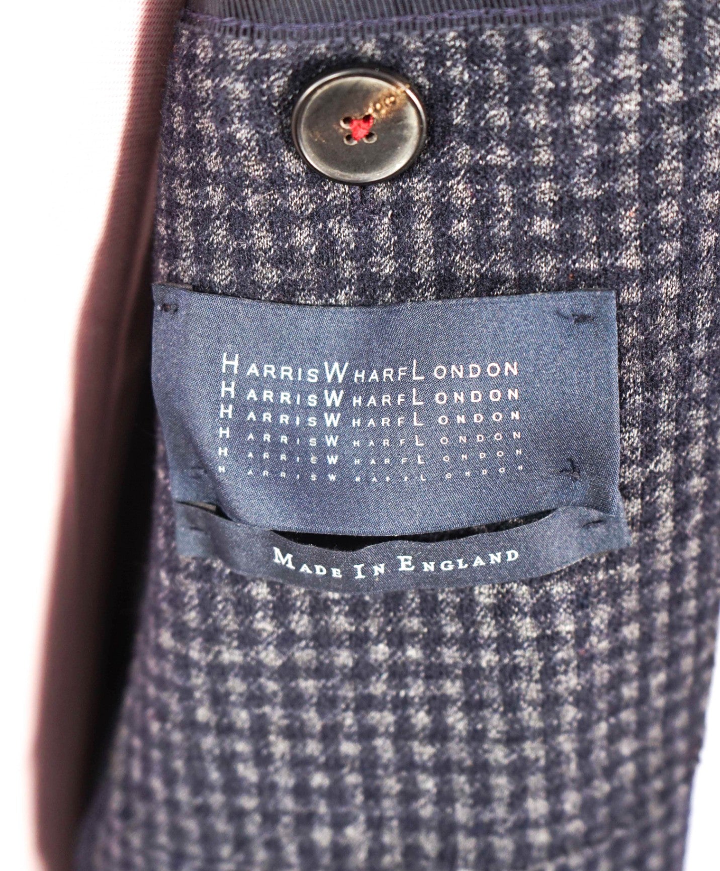 $525 HARRIS WHARF LONDON - Navy Gingham Cotton/Wool Blazer - 38R