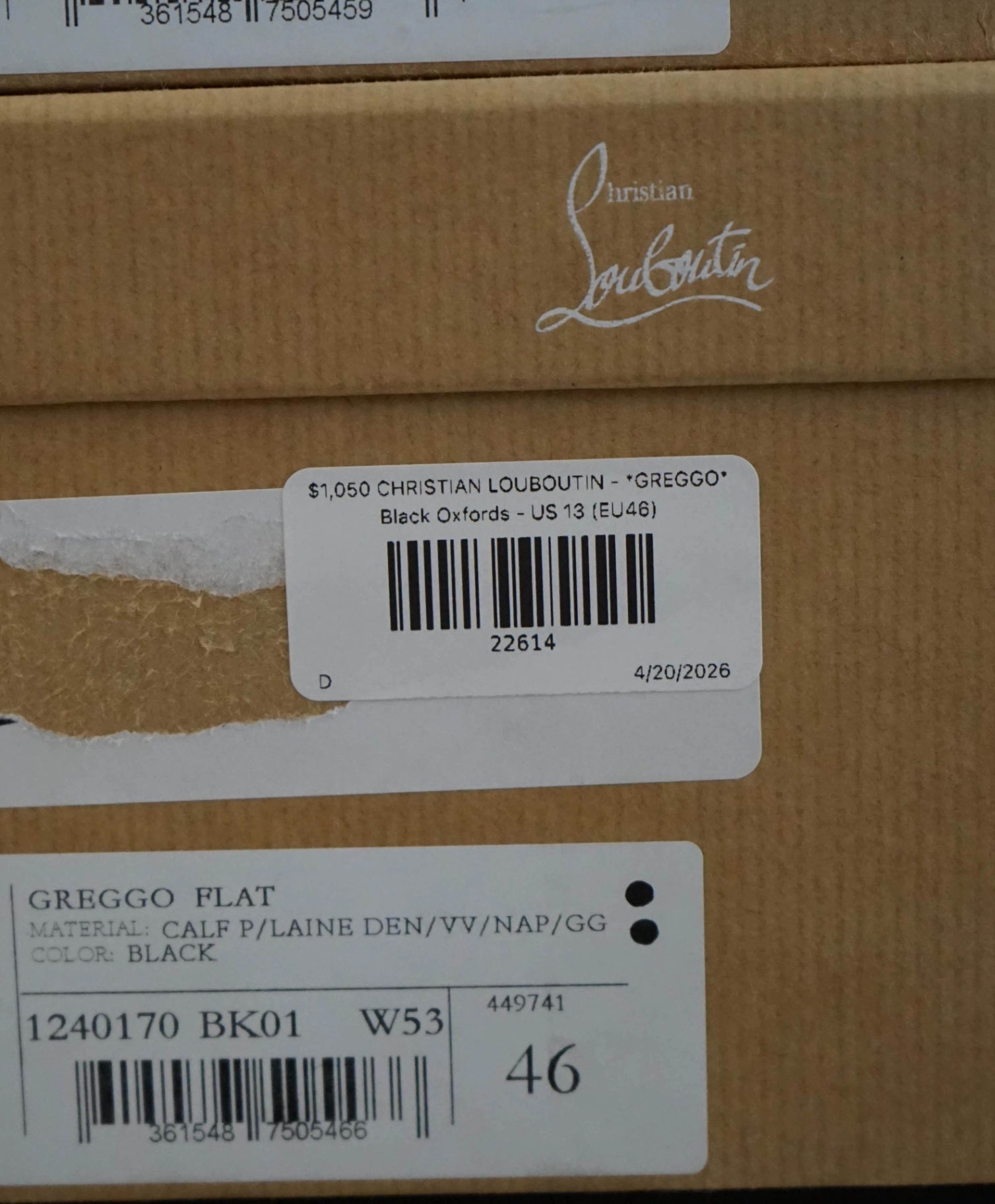 $1,050 LOUBOUTIN - *GREGGO* Black Oxfords - US 13 (EU46)