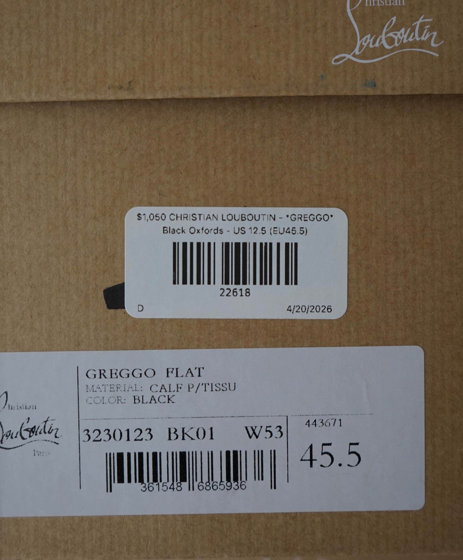 $1,050 LOUBOUTIN - *GREGGO* Black Oxfords - US 12.5 (EU45.5)