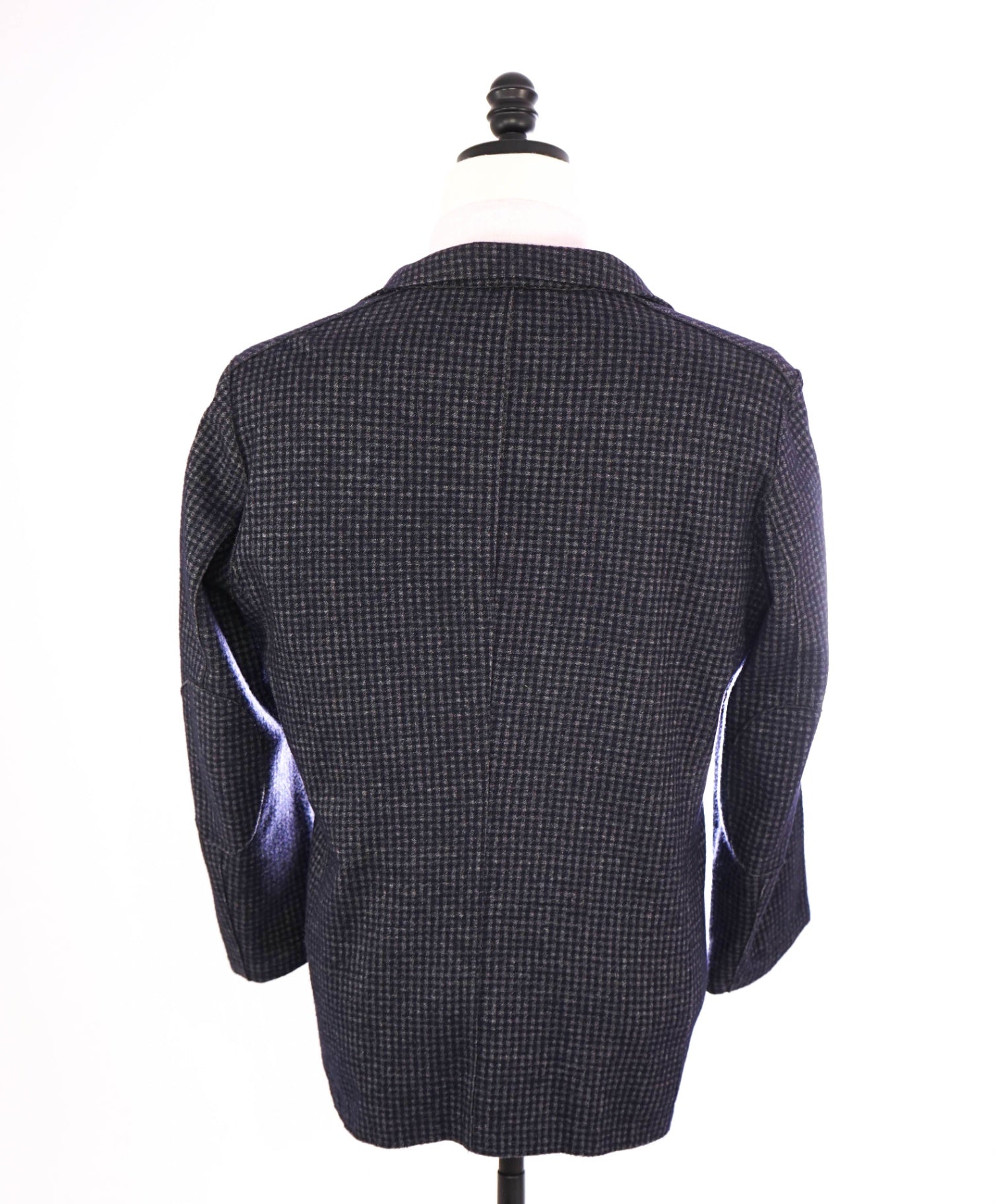 $525 HARRIS WHARF LONDON - Navy Gingham Cotton/Wool Blazer - 38R