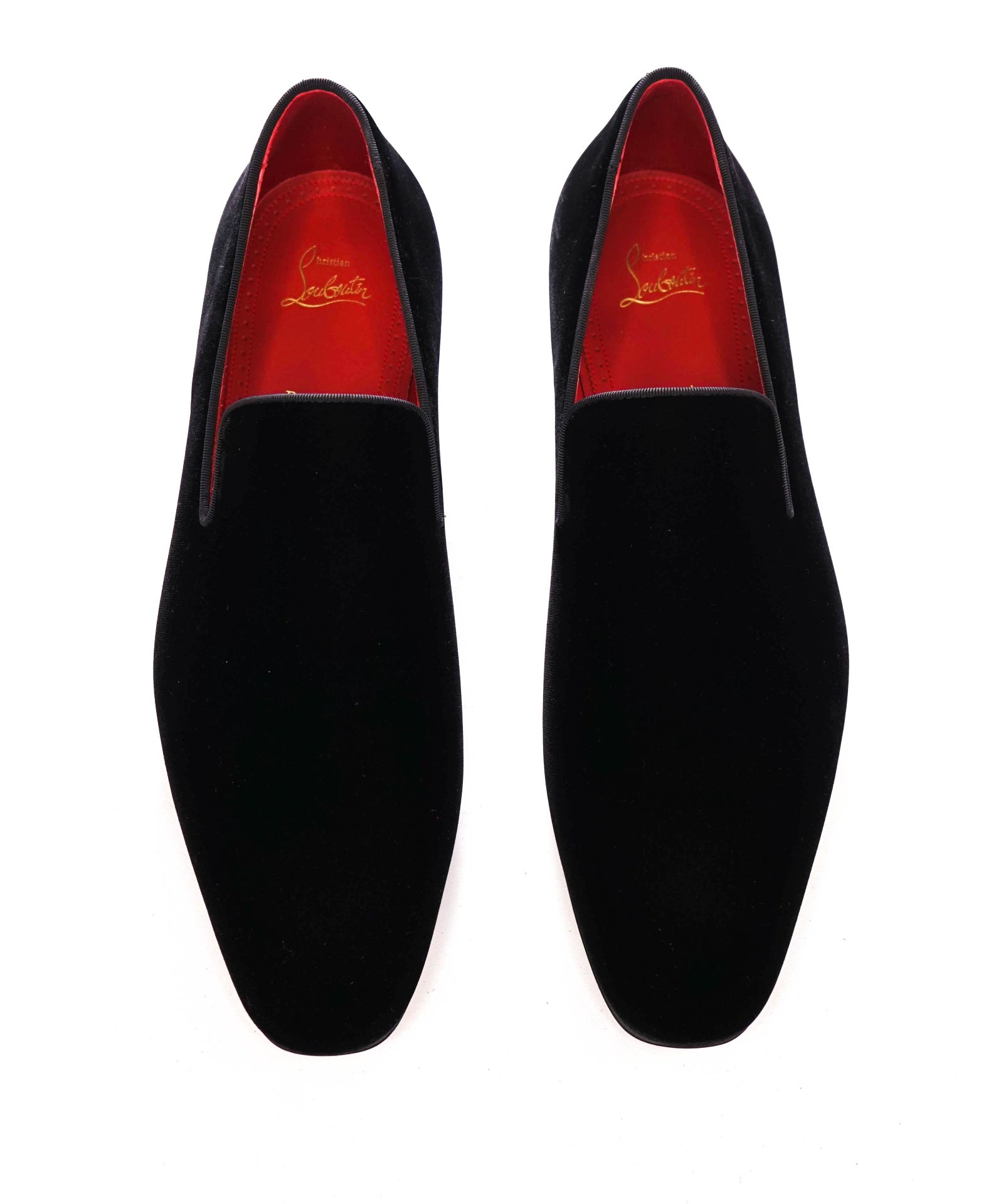 $1,045 LOUBOUTIN - Black Velvet "DANDYROCKS" Loafers - US 12.5 (45.5EU)