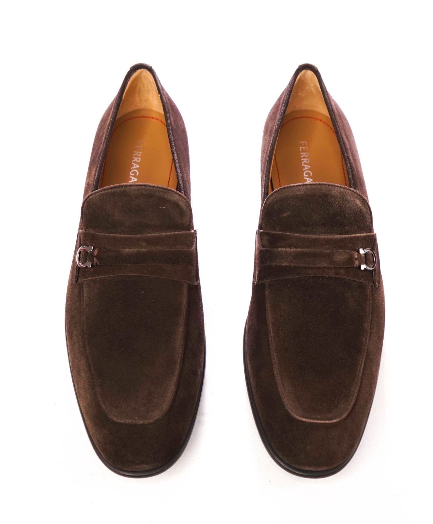 $950 FERRAGAMO - Brown Suede "DESIO" Loafers - 12 E