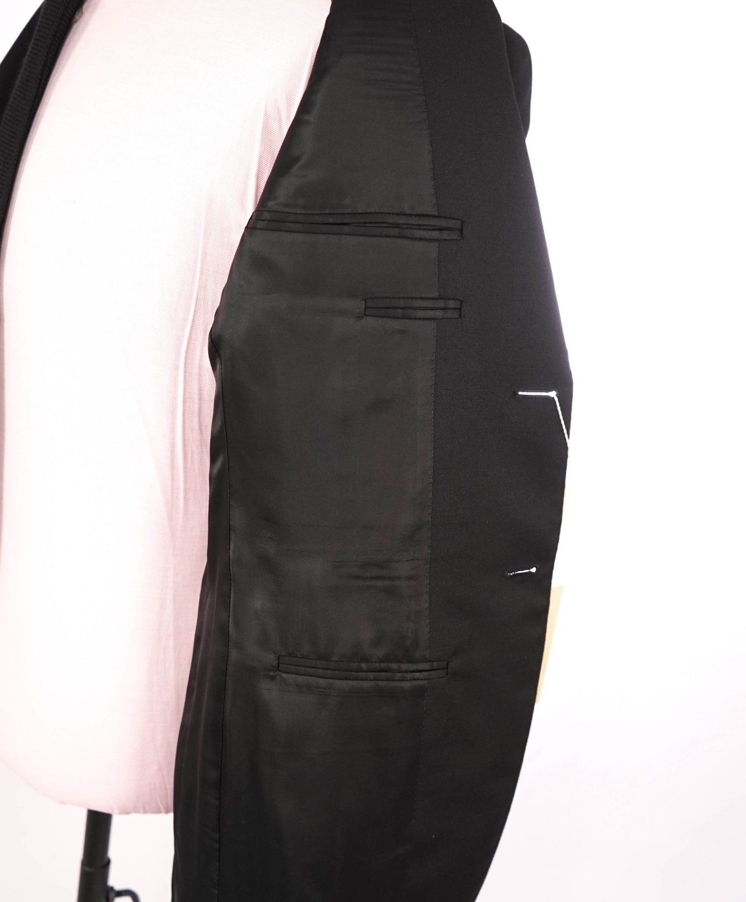 $2,795 CANALI - Solid Black Pure Wool Suit - 34R