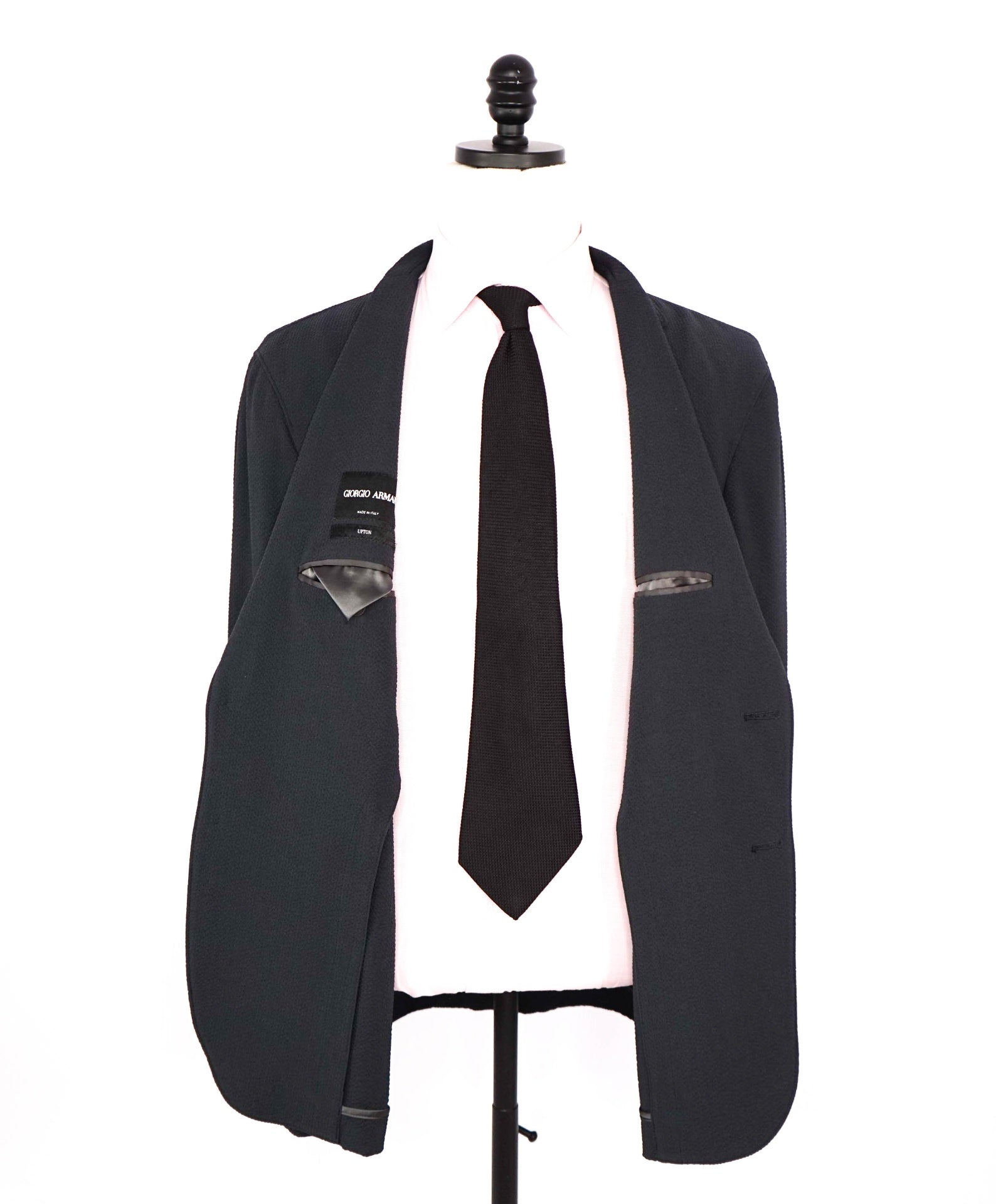 $2,595 GIORGIO ARMANI - Navy "UPTON" Seersucker Wool Blazer - 46R