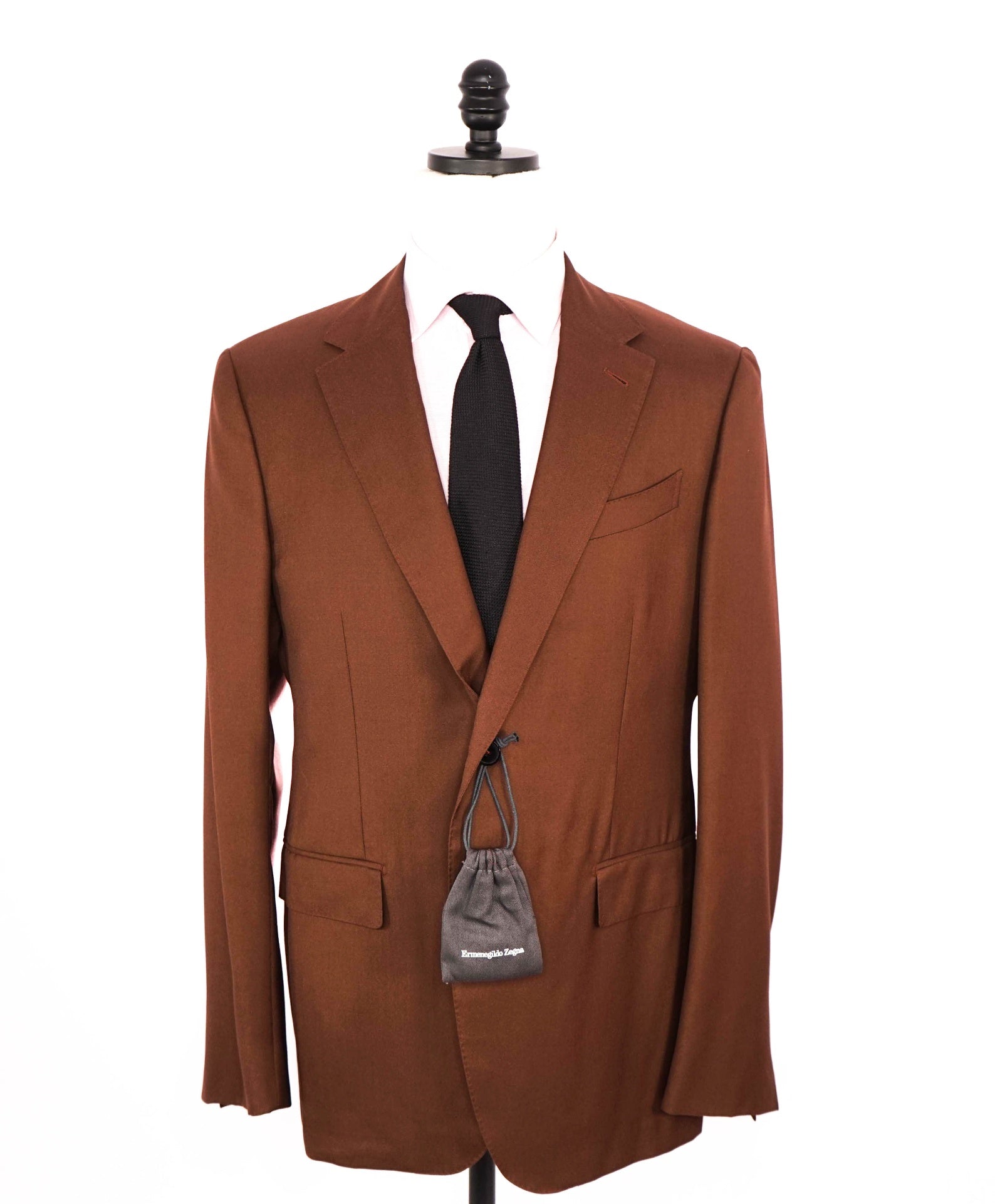 $3,650 ZEGNA - Solid Brown 90% Cashmere/Silk Blazer - 44R