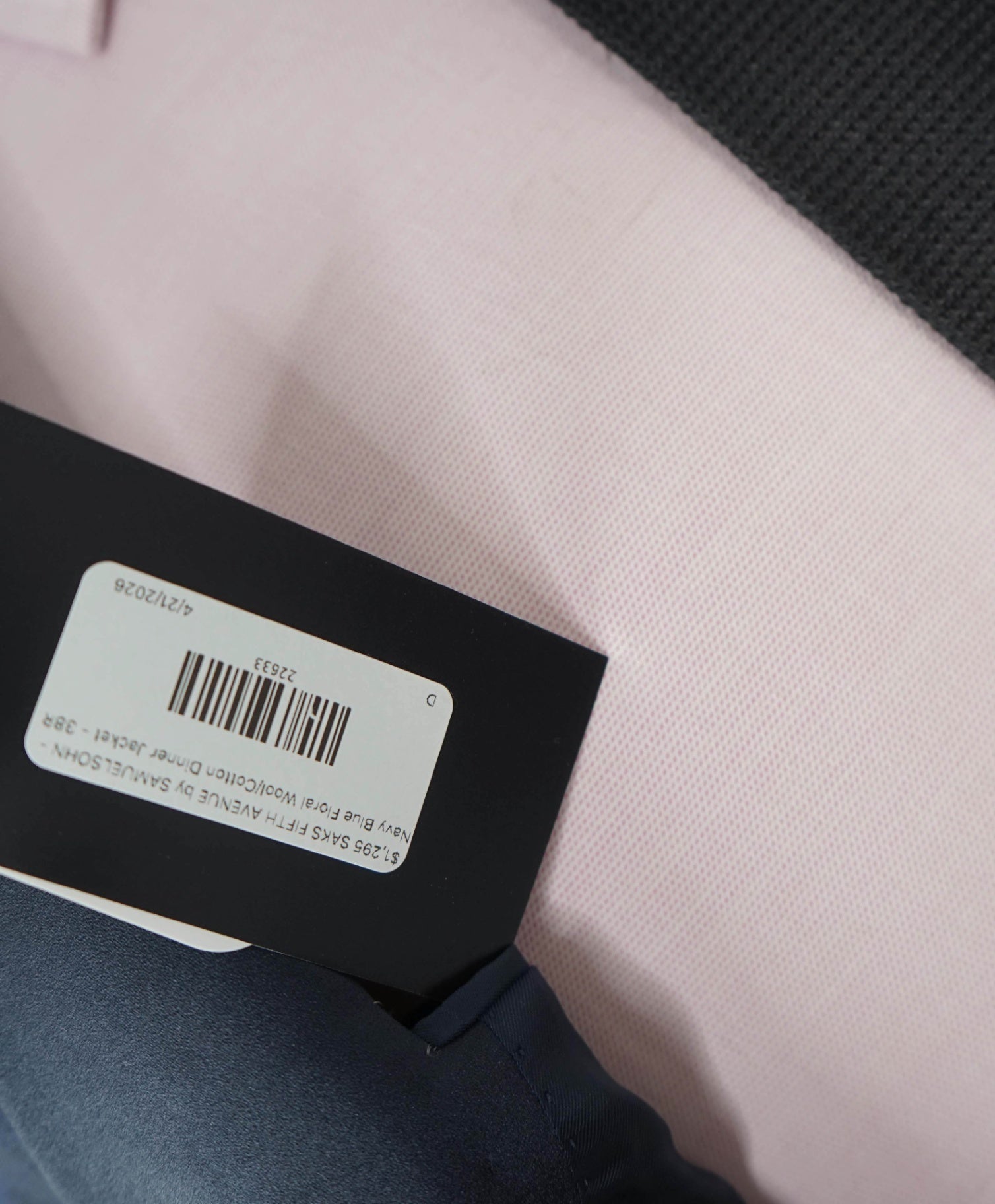 $1,295 SAKS 5TH AVE by SAMUELSOHN - Navy Floral Wool/Cotton Dinner Jacket - 38R