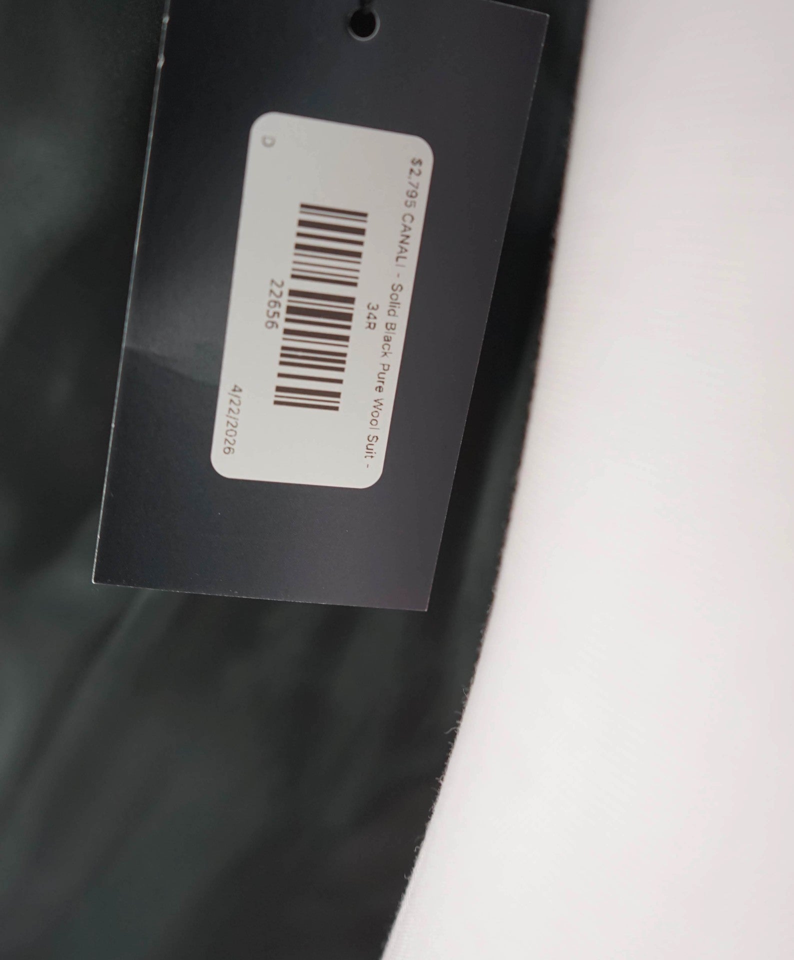 $2,795 CANALI - Solid Black Pure Wool Suit - 34R