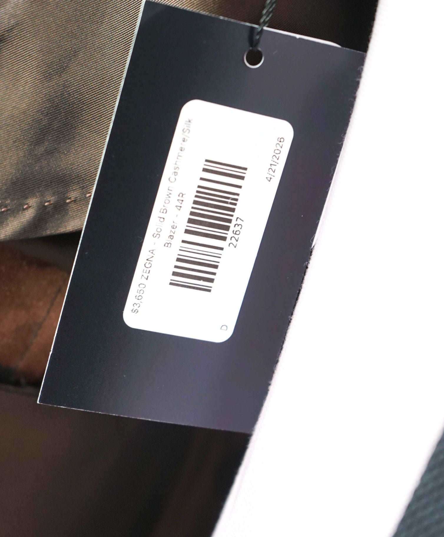 $3,650 ZEGNA - Solid Brown 90% Cashmere/Silk Blazer - 44R