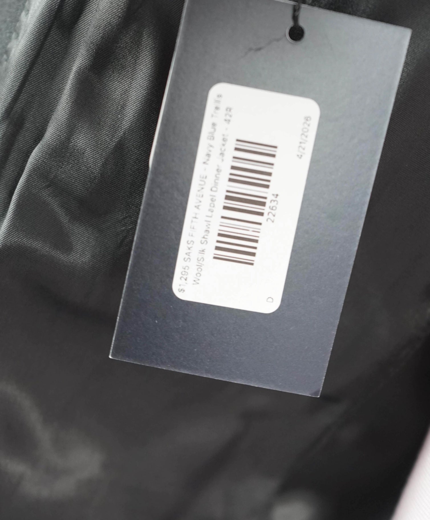 $1,295 SAKS 5TH AVE - Navy Wool/Silk Shawl Lapel Dinner Jacket - 42R