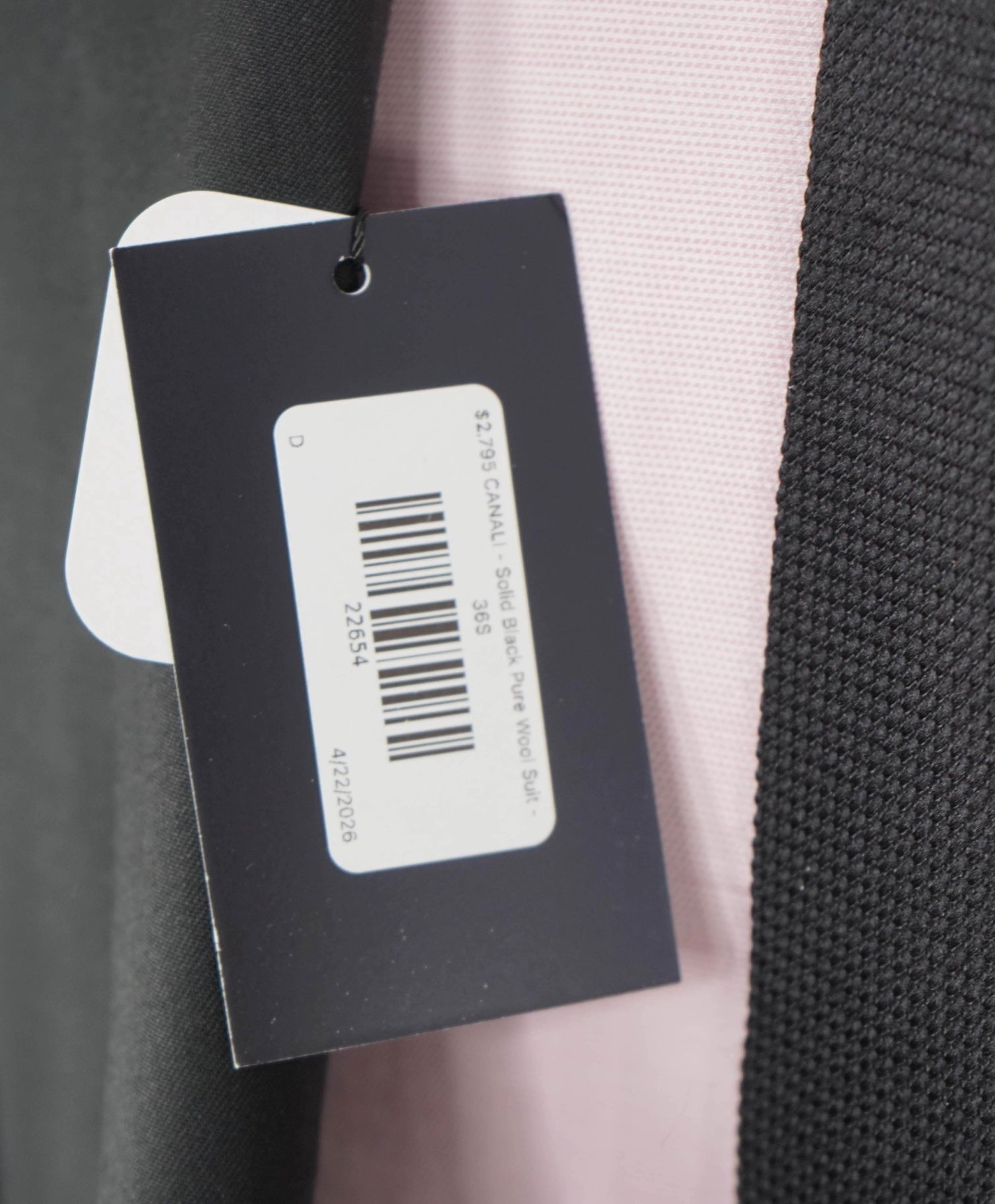 $2,795 CANALI - Solid Black Pure Wool Suit - 36S