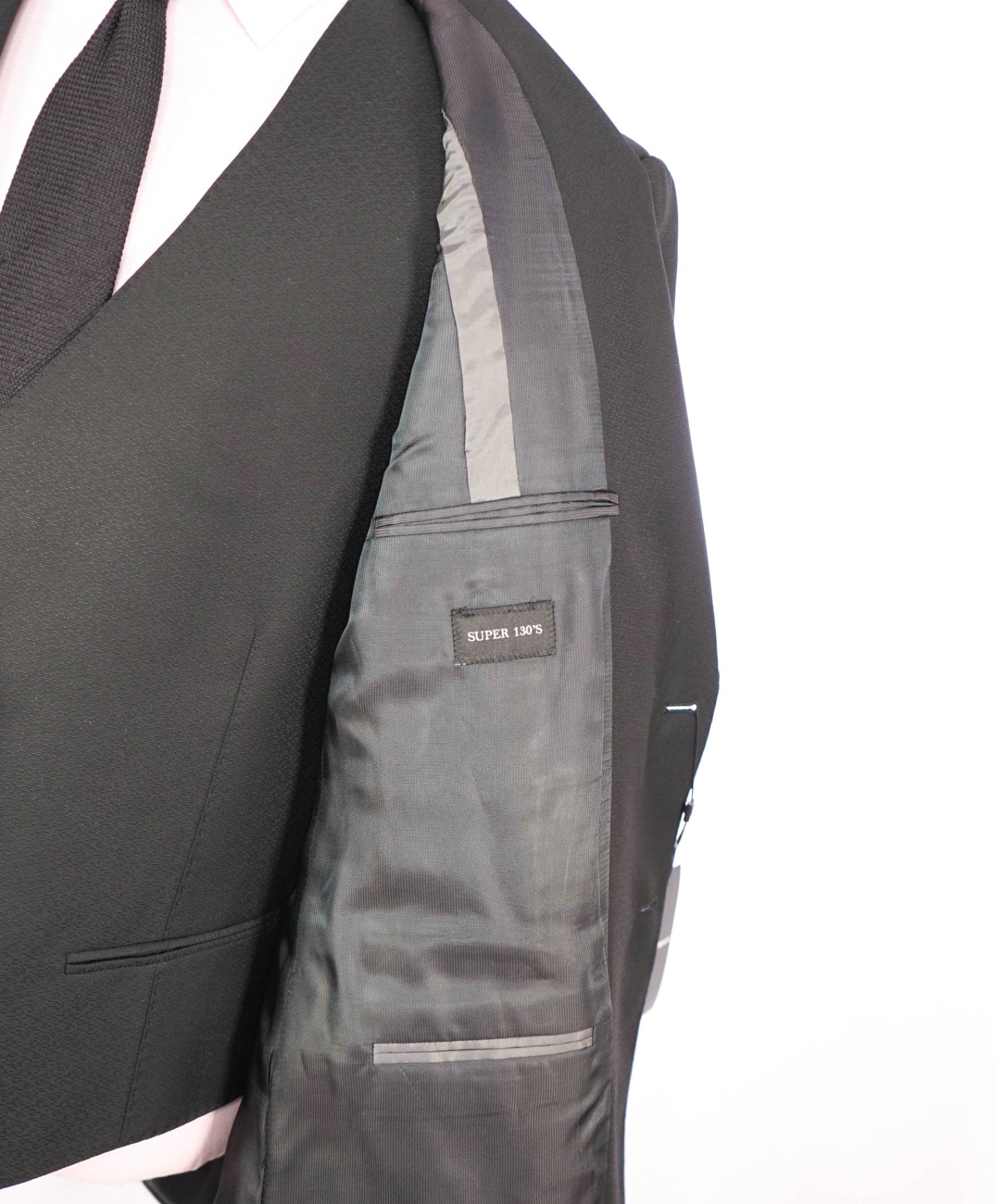 $2,495 EMPORIO ARMANI - Textured Black 3-Piece Suit - 46R