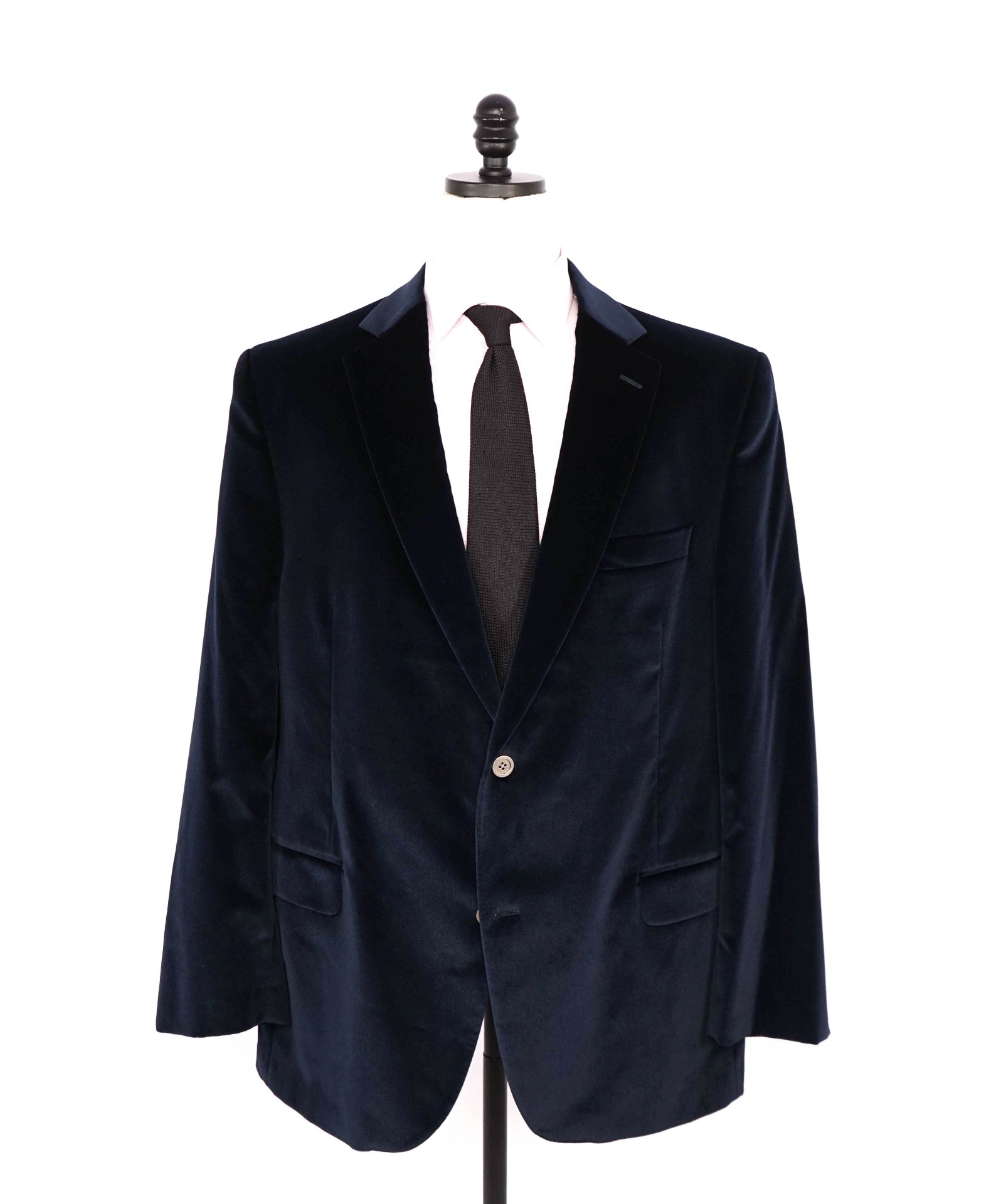 $1,295 SAKS FIFTH AVENUE - Solid Navy Blue Velvet Blazer - 46R