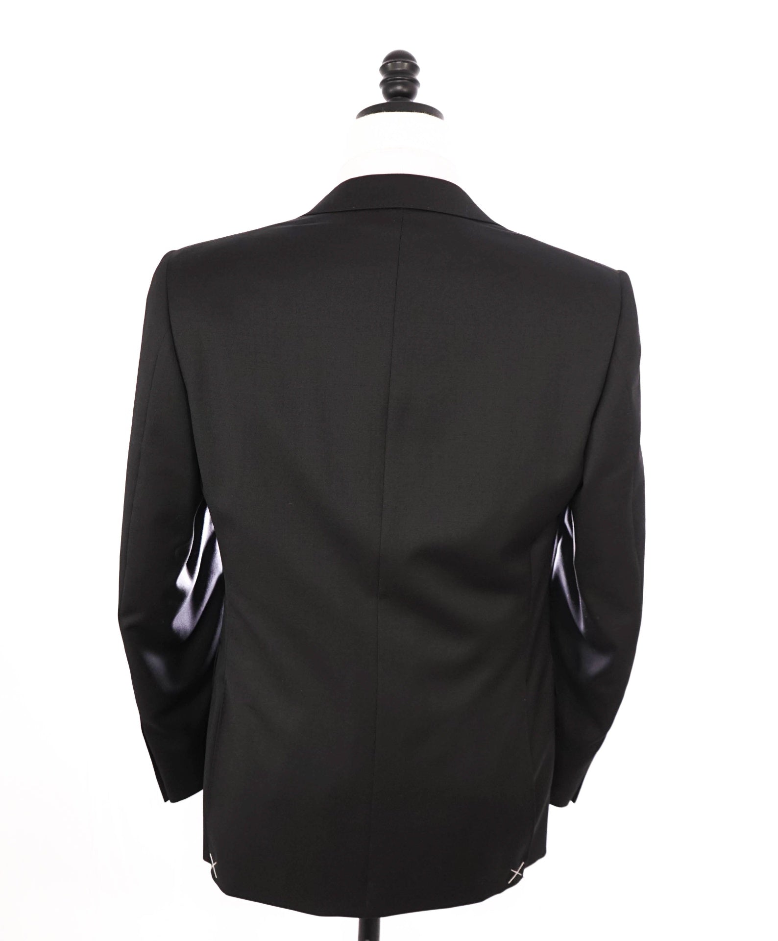 $2,795 CANALI - Solid Black Pure Wool Suit - 36S