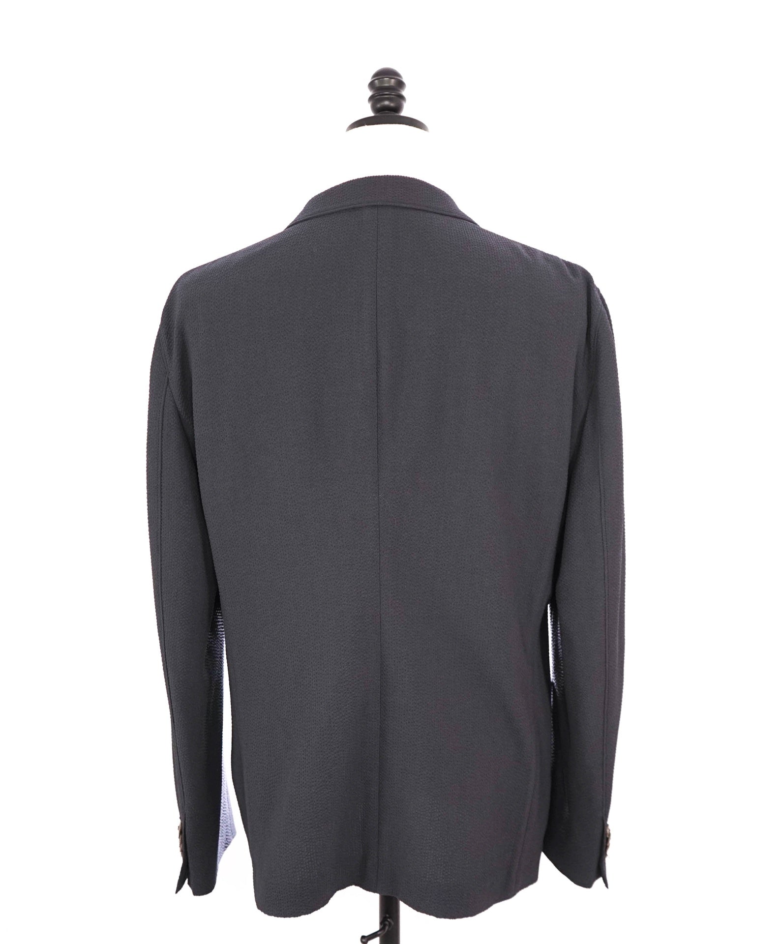 $2,595 GIORGIO ARMANI - Navy "UPTON" Seersucker Wool Blazer - 46R