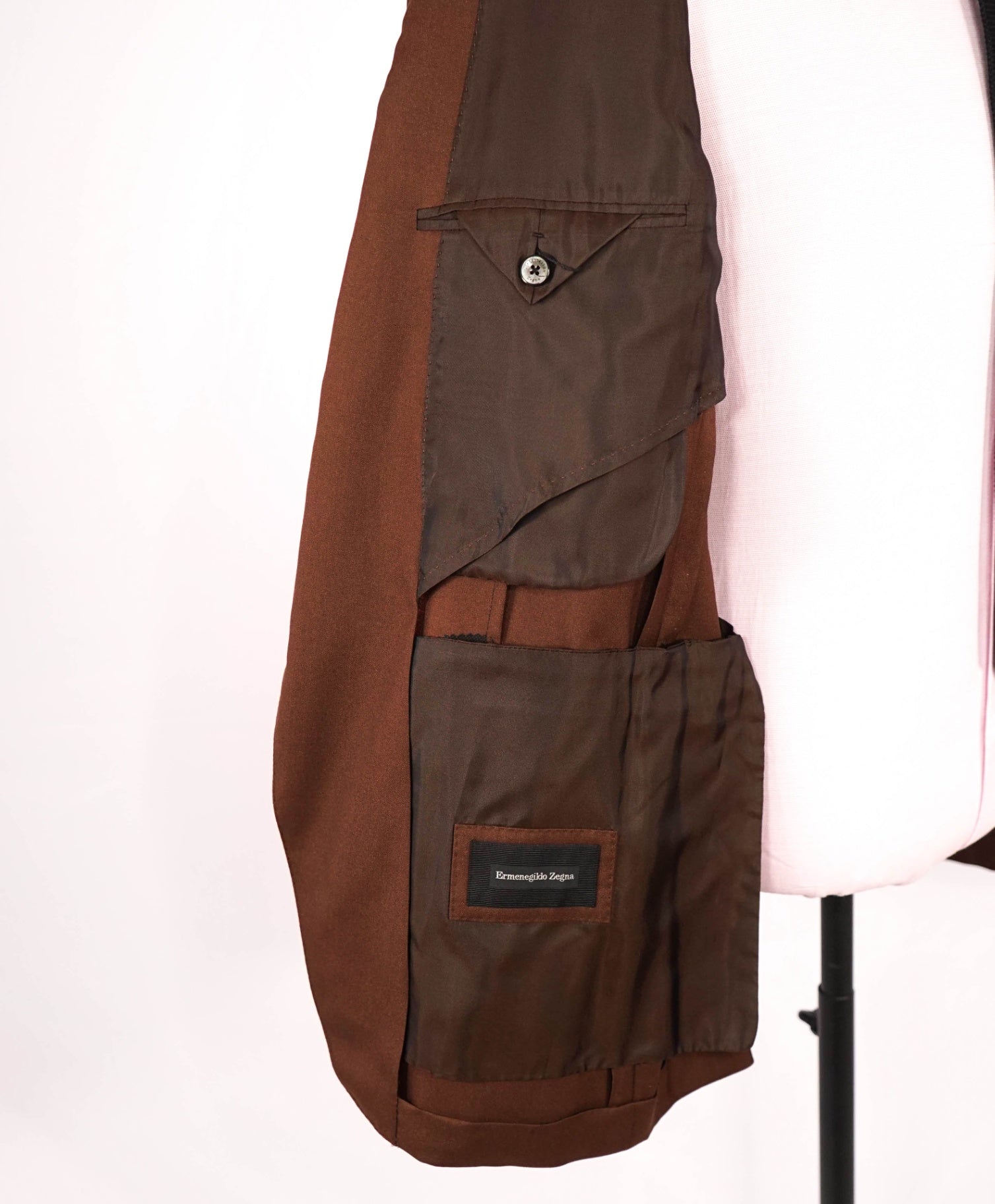 $3,650 ZEGNA - Solid Brown 90% Cashmere/Silk Blazer - 44R