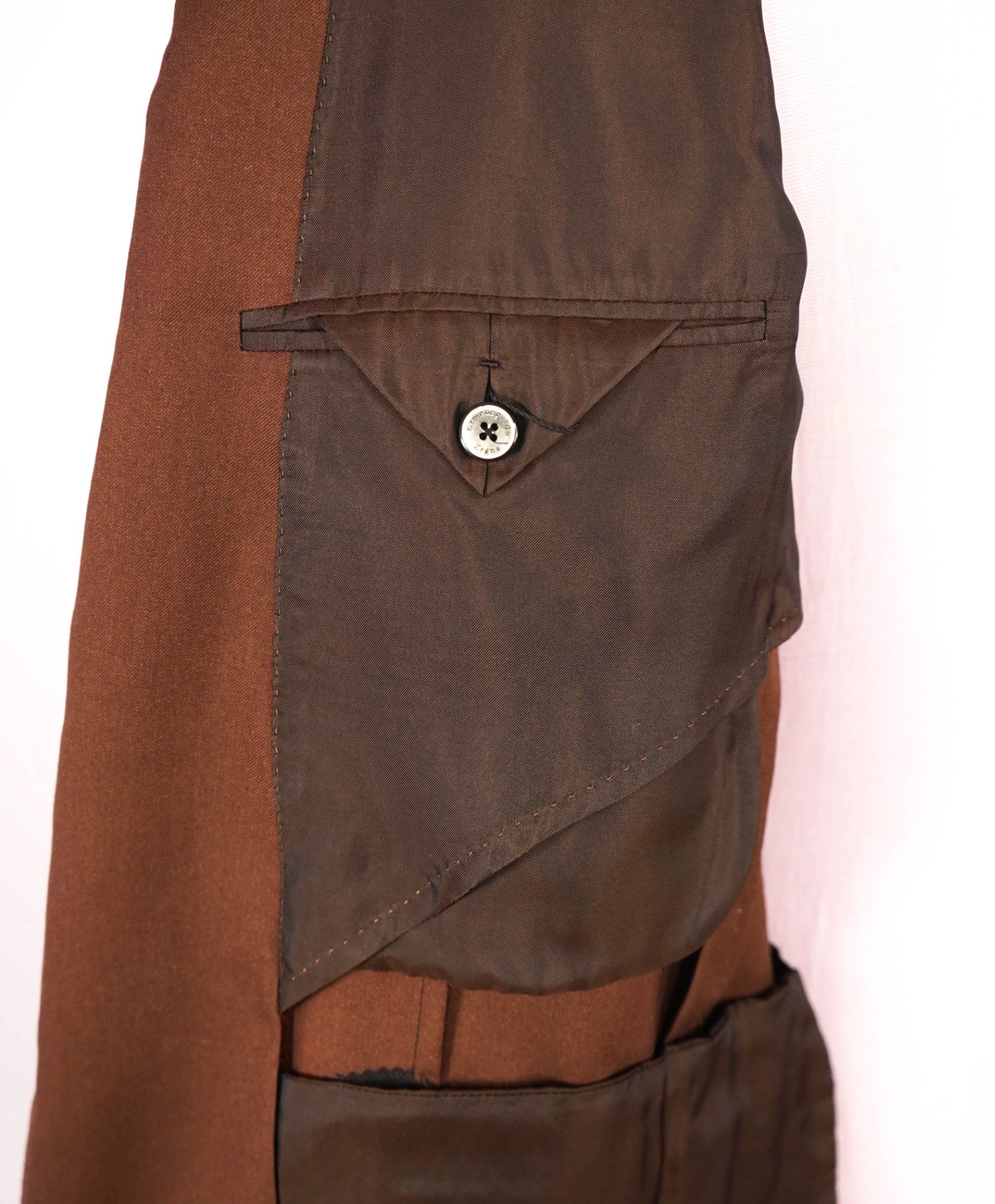$3,650 ZEGNA - Solid Brown 90% Cashmere/Silk Blazer - 44R