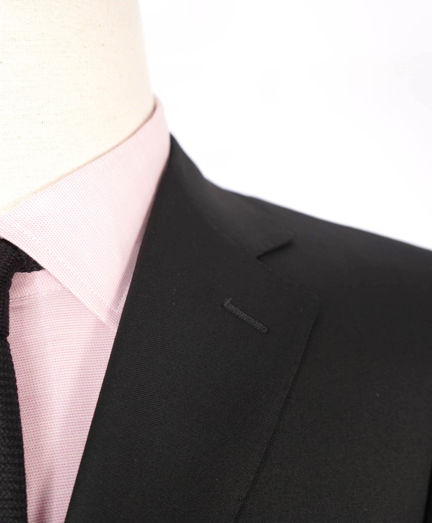 $2,795 CANALI - Solid Black Pure Wool Suit - 34R