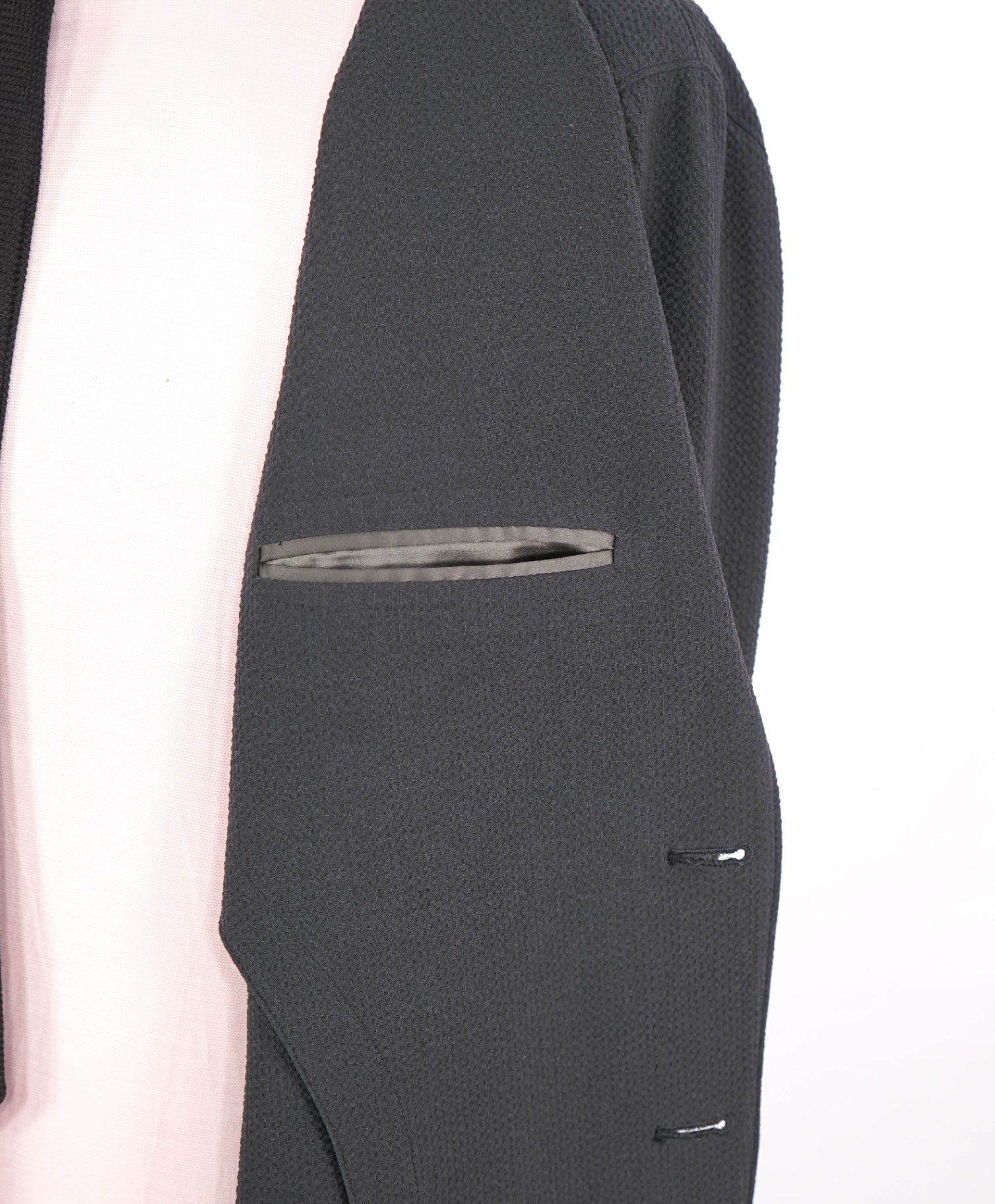 $2,595 GIORGIO ARMANI - Navy "UPTON" Seersucker Wool Blazer - 46R