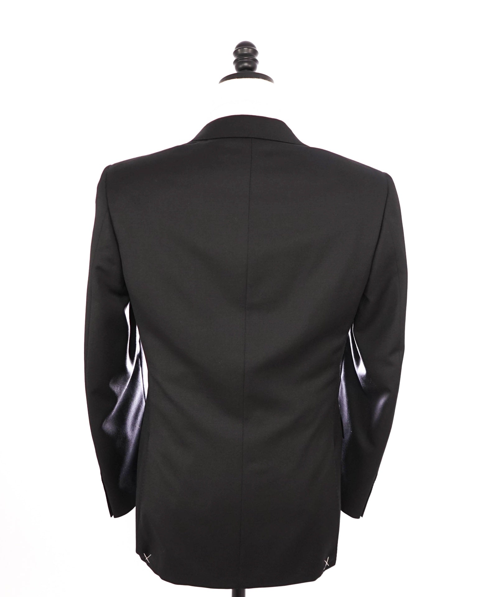 $2,795 CANALI - Solid Black Pure Wool Suit - 34R