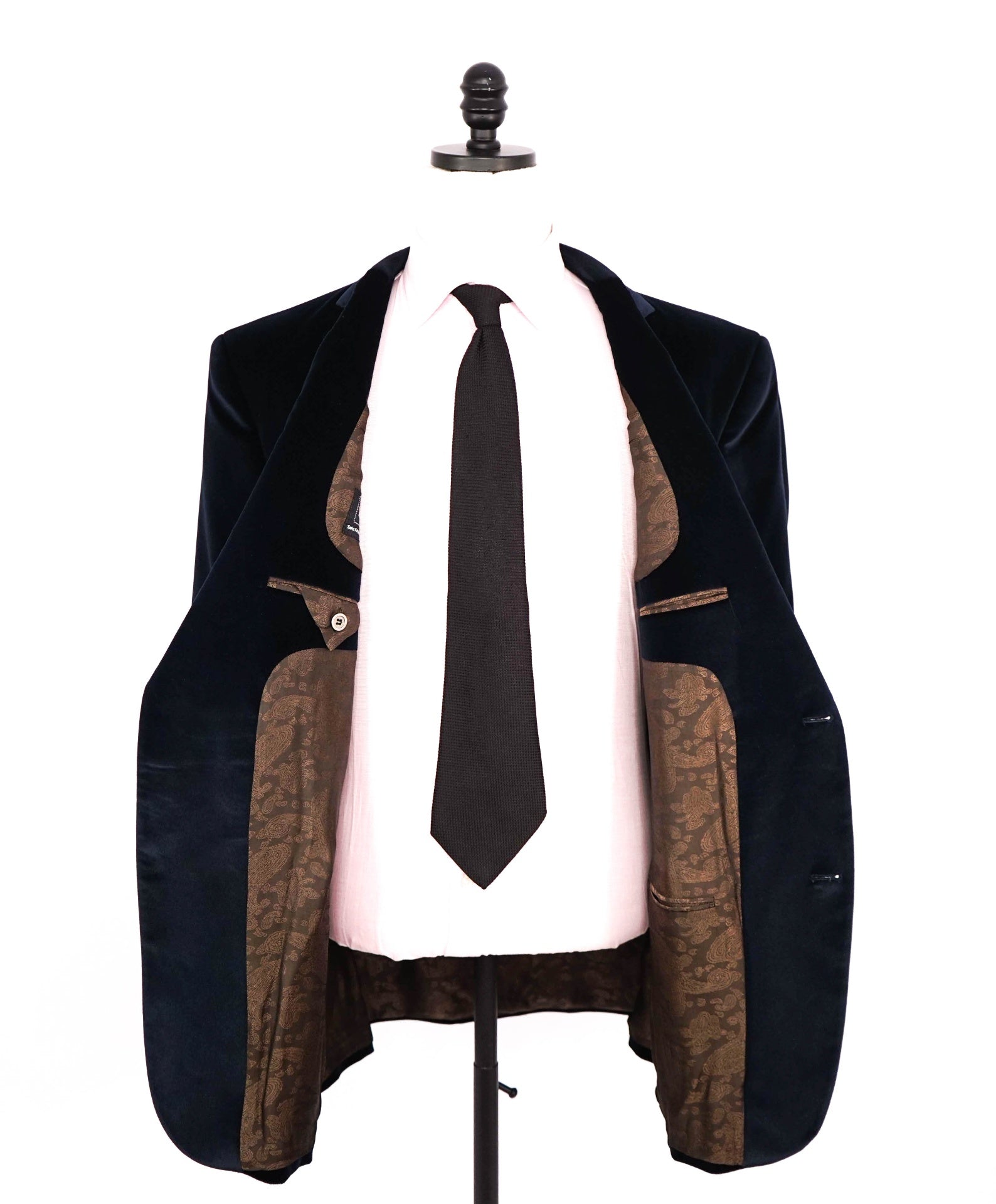 $1,295 SAKS FIFTH AVENUE - Solid Navy Blue Velvet Blazer - 46R