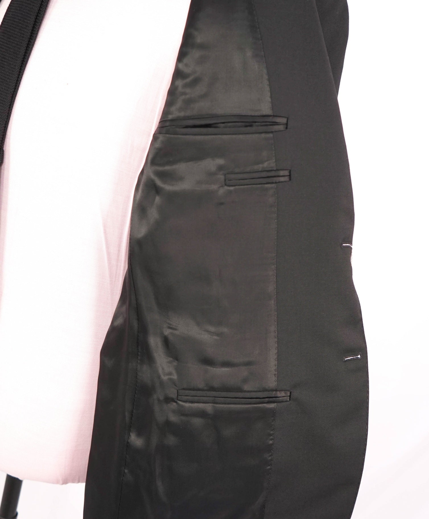 $2,795 CANALI - Solid Black Pure Wool Suit - 36S