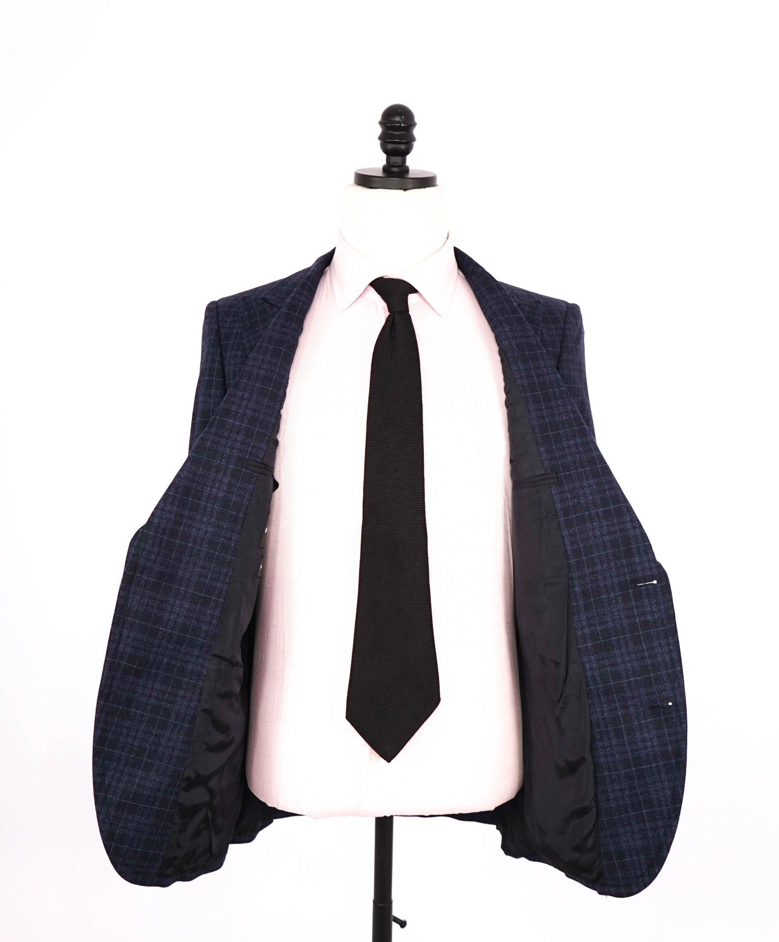 $1,995 EMPORIO ARMANI - "SAVILE LINE" Blue Plaid Flannel Suit - 38R