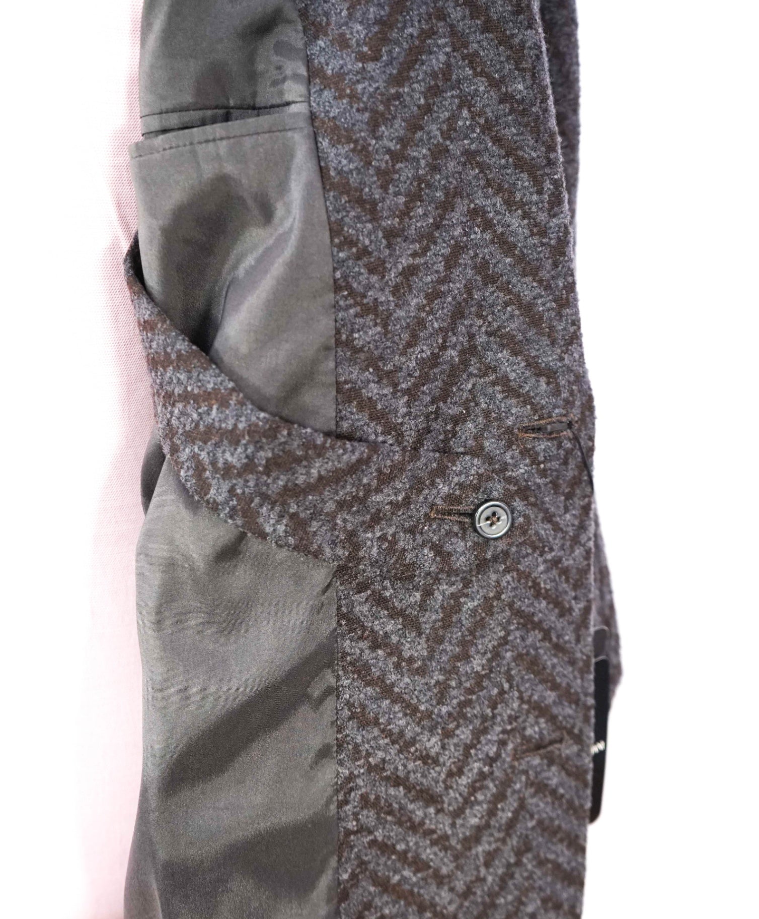 $2,200 EMPORIO ARMANI -Brown Herringbone Wool/Cashmere Overcoat - 40R