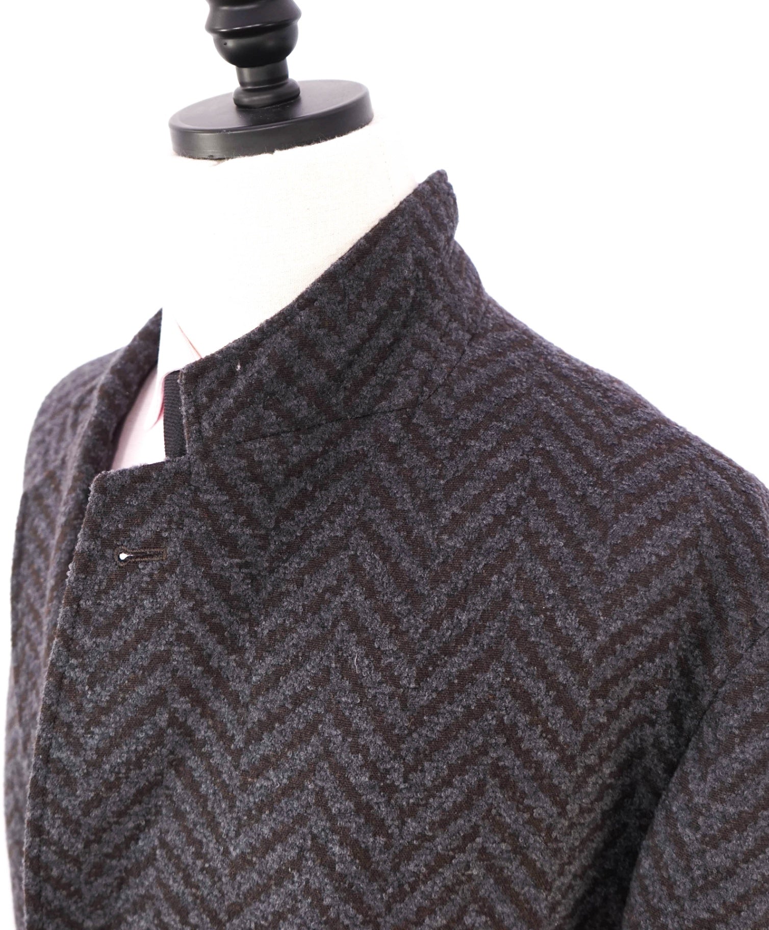 $2,200 EMPORIO ARMANI -Brown Herringbone Wool/Cashmere Overcoat - 40R
