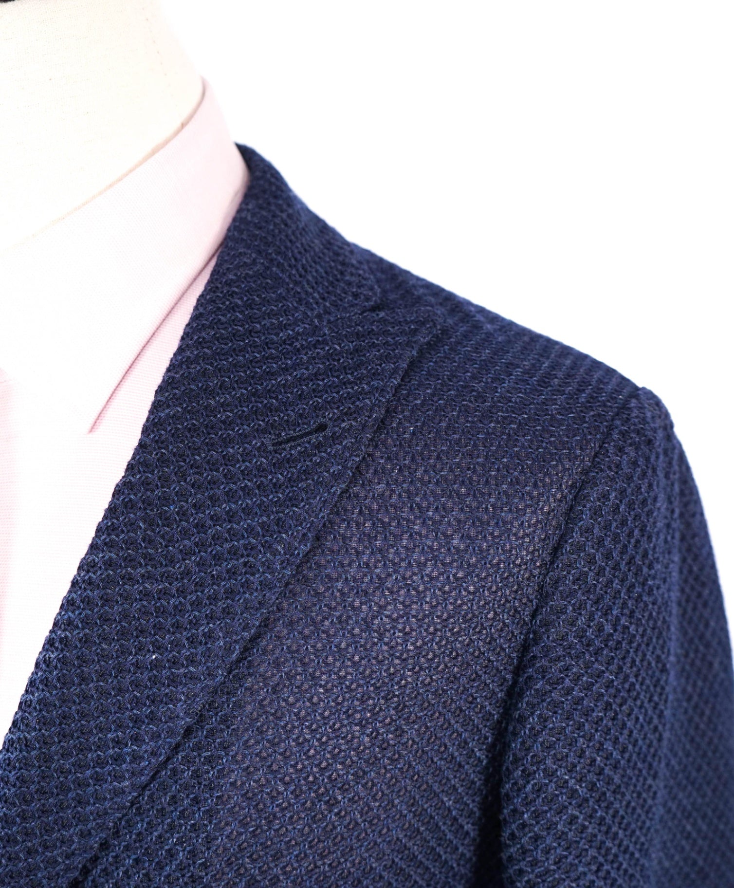 $1,595 EMPORIO ARMANI - Navy Blue Knit Mesh Cotton Blazer - 36R