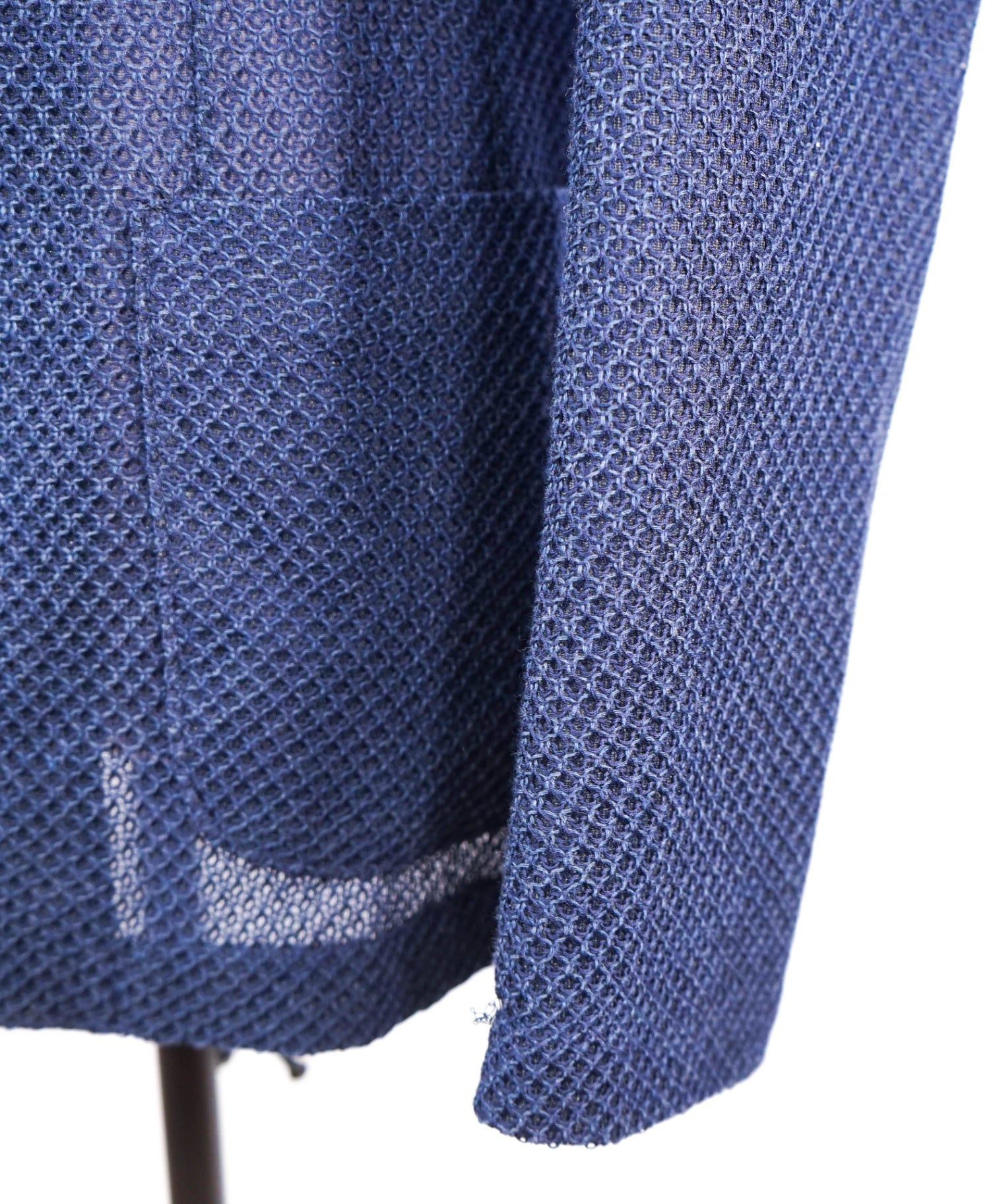 $1,595 EMPORIO ARMANI - Navy Blue Knit Mesh Cotton Blazer - 36R