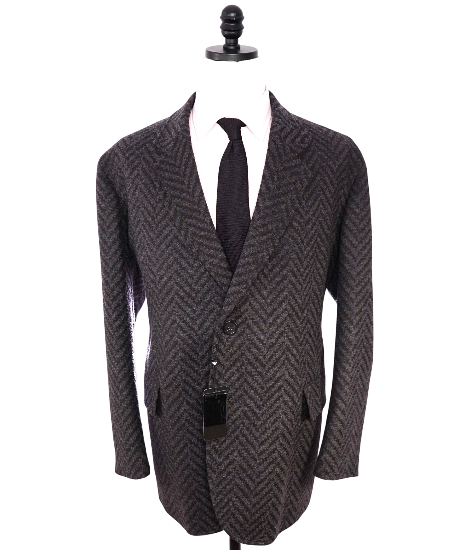 $2,200 EMPORIO ARMANI -Brown Herringbone Wool/Cashmere Overcoat - 40R
