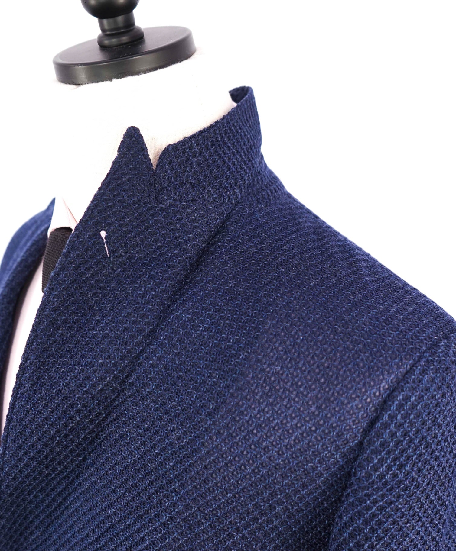 $1,595 EMPORIO ARMANI - Navy Blue Knit Mesh Cotton Blazer - 36R