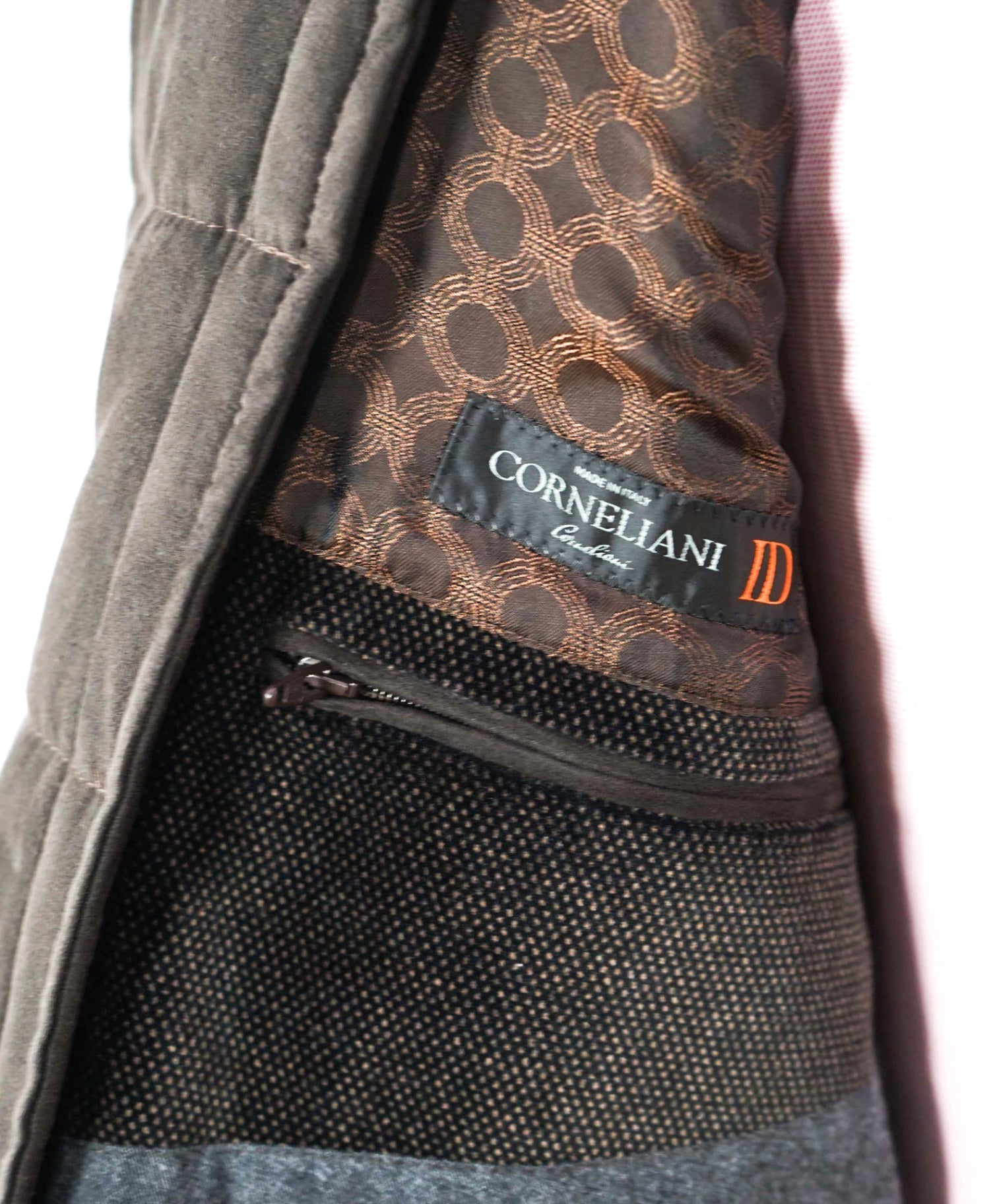 $2,035 CORNELIANI - Brown Velvet Suede Jacket Winter Blazer - 46R