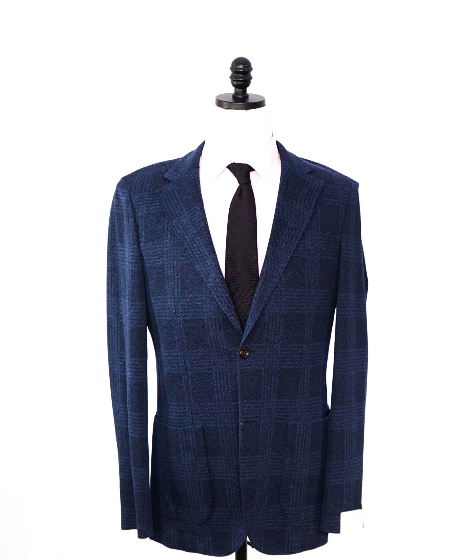 $1,095 ELEVENTY - Blue Plaid Check Cotton Blend Blazer - 42