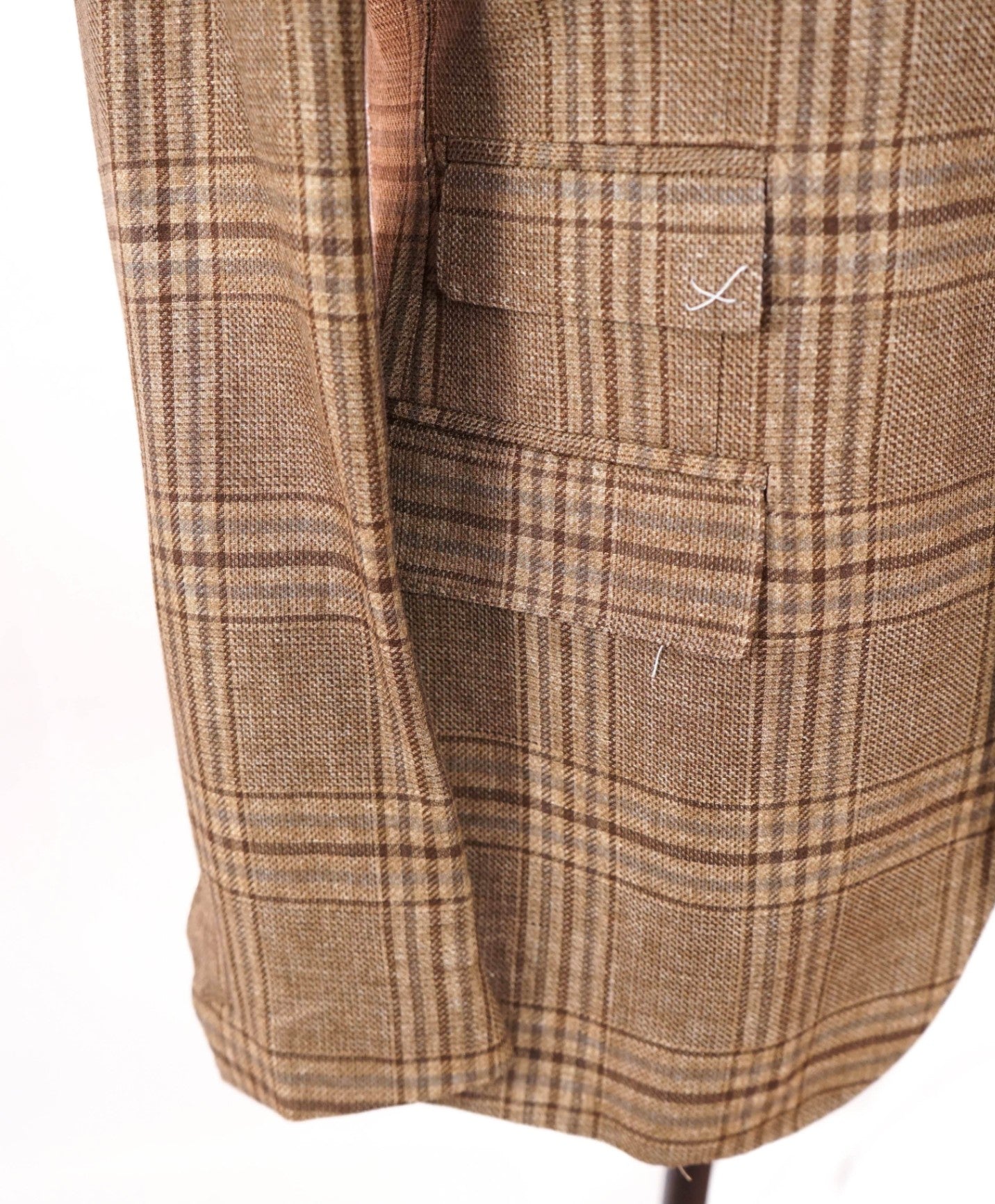 $1,795 ELEVENTY By ZEGNA - Brown Plaid Linen/Wool/Silk Blazer - 40