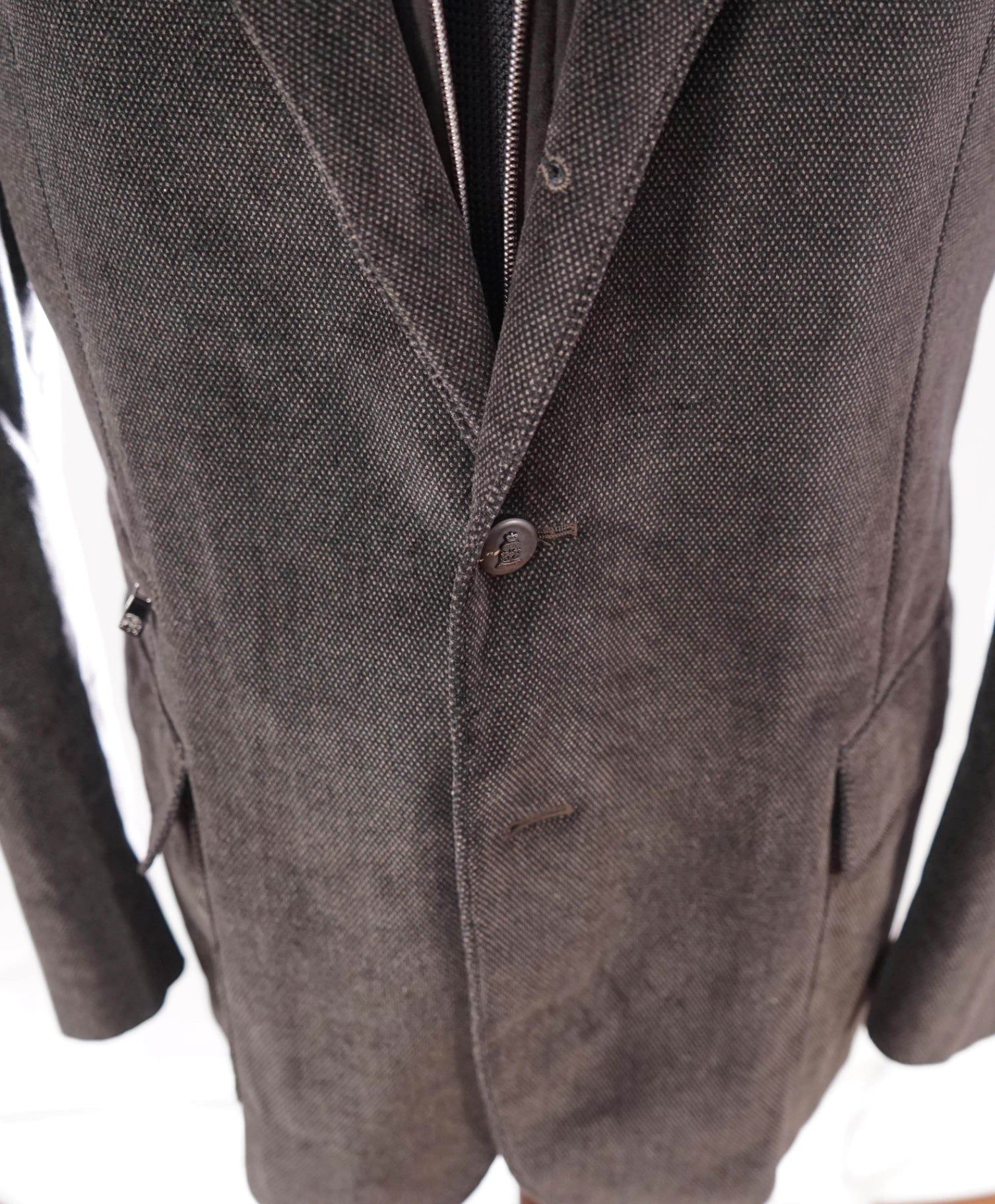 $2,035 CORNELIANI - Brown Velvet Suede Jacket Winter Blazer - 46R
