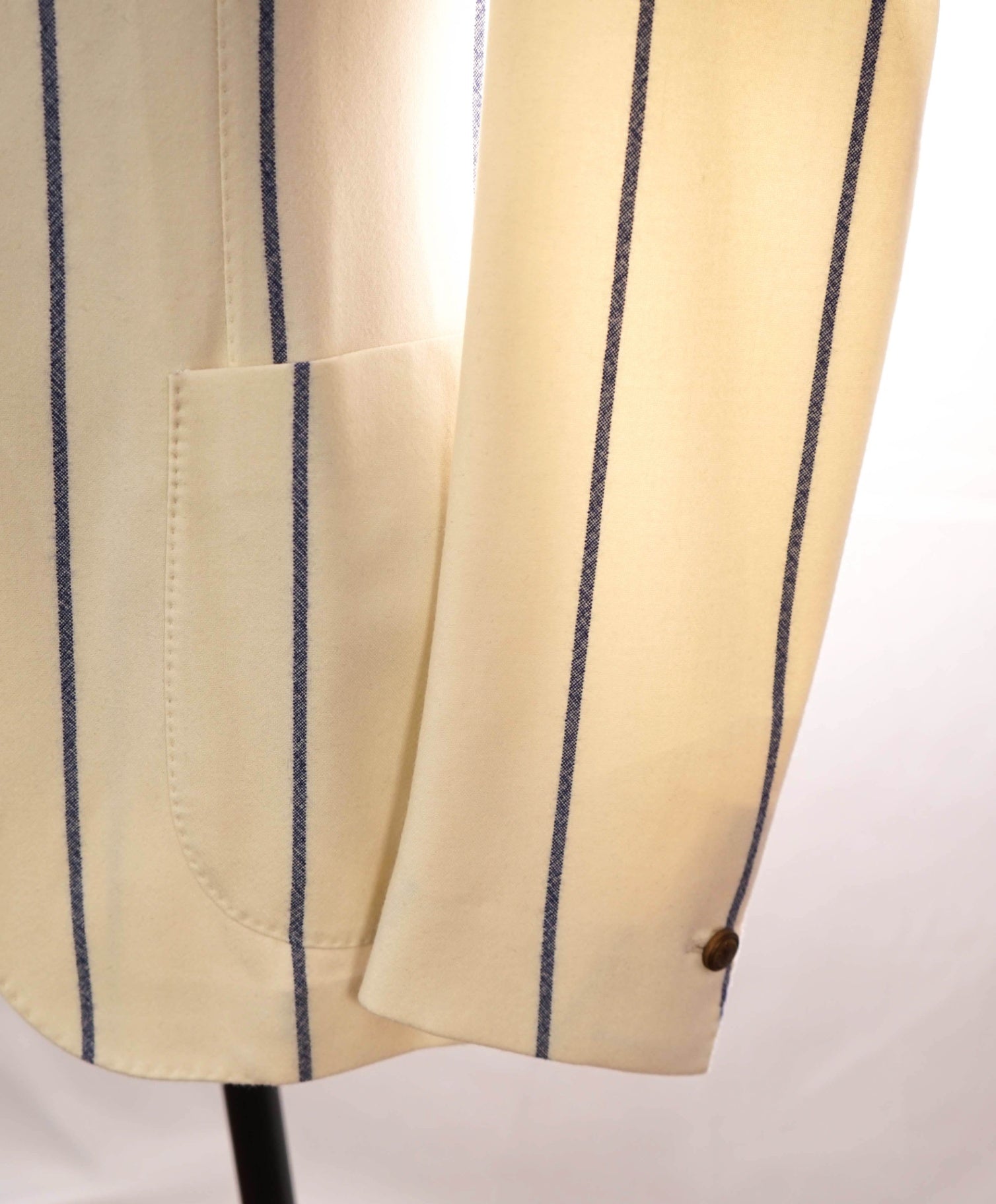 $2,395 ELEVENTY - Ivory/Blue Chalk Stripe Wool "JOGGER" Suit - 40