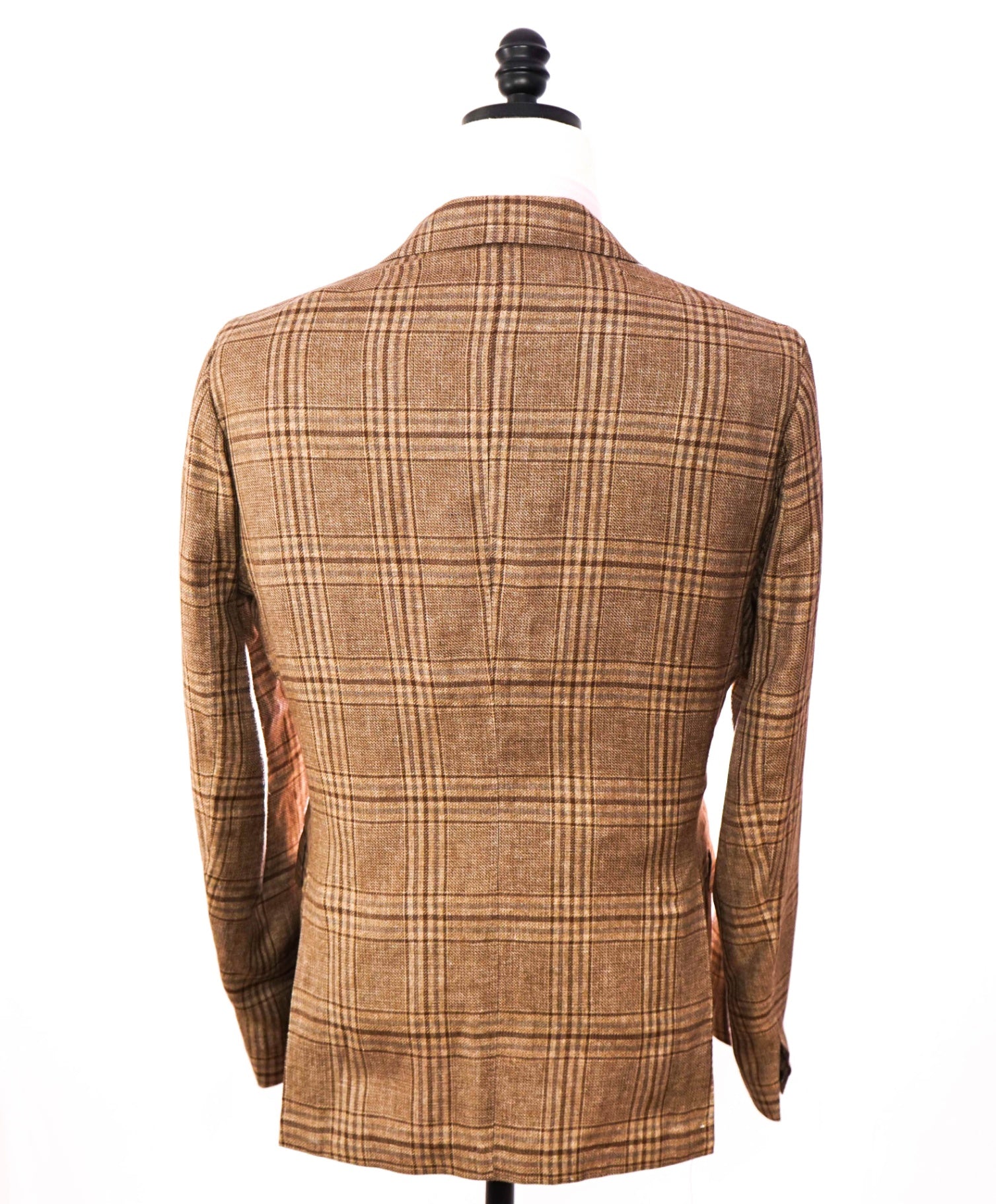 $1,795 ELEVENTY By ZEGNA - Brown Plaid Linen/Wool/Silk Blazer - 40