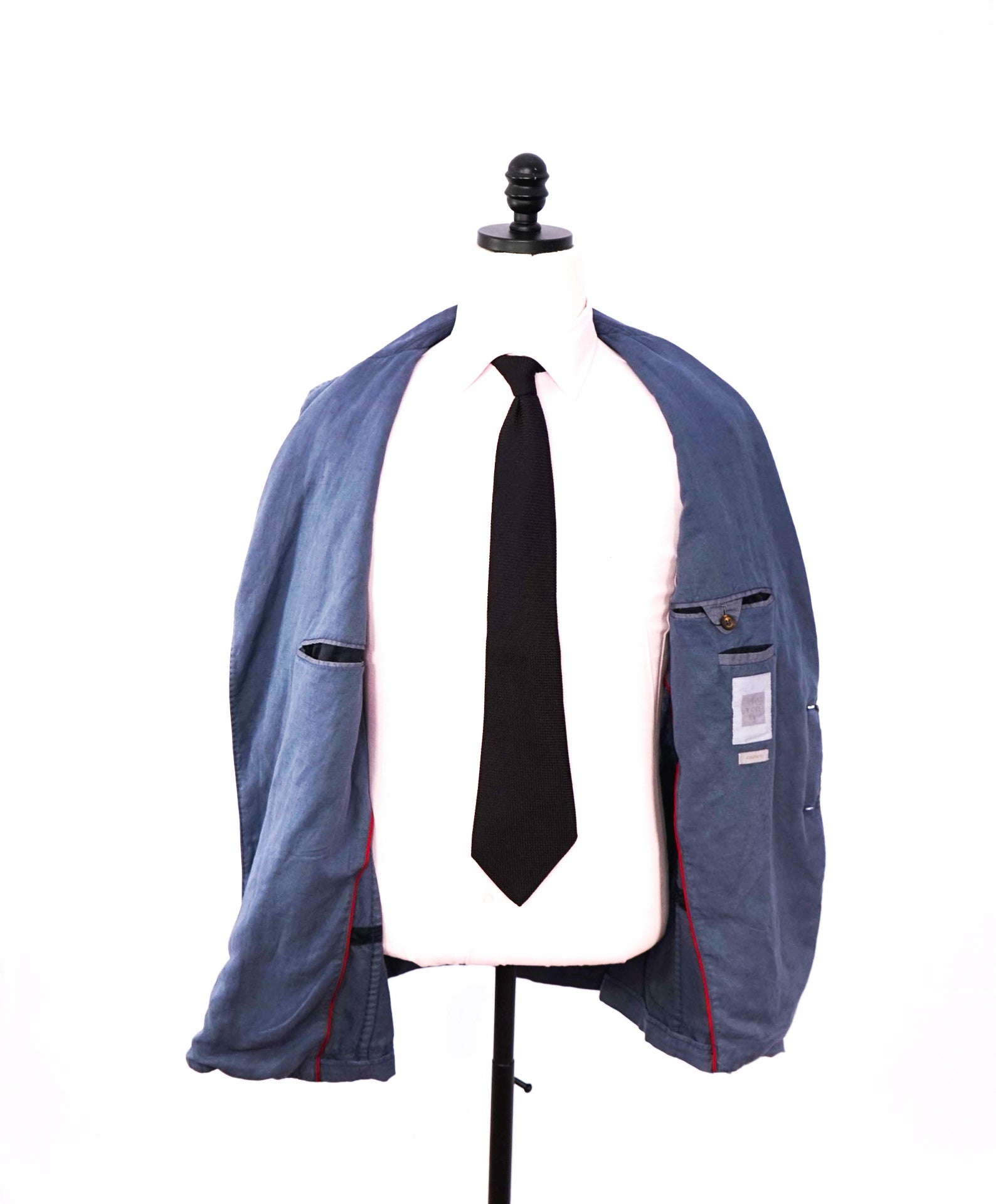 $2,295 ELEVENTY - Pastel Blue Washed Style Summer Linen Suit - 44