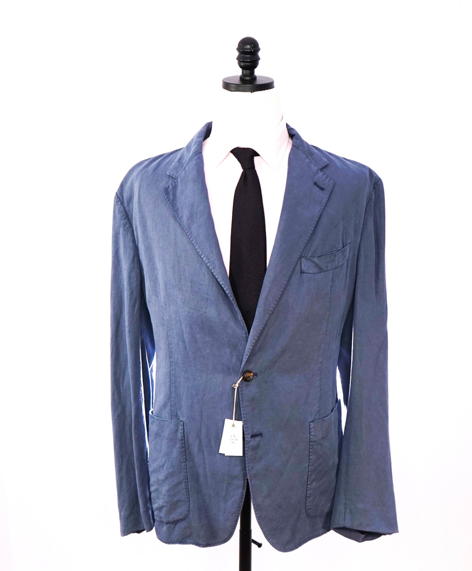 $2,295 ELEVENTY - Pastel Blue Washed Style Summer Linen Suit - 44