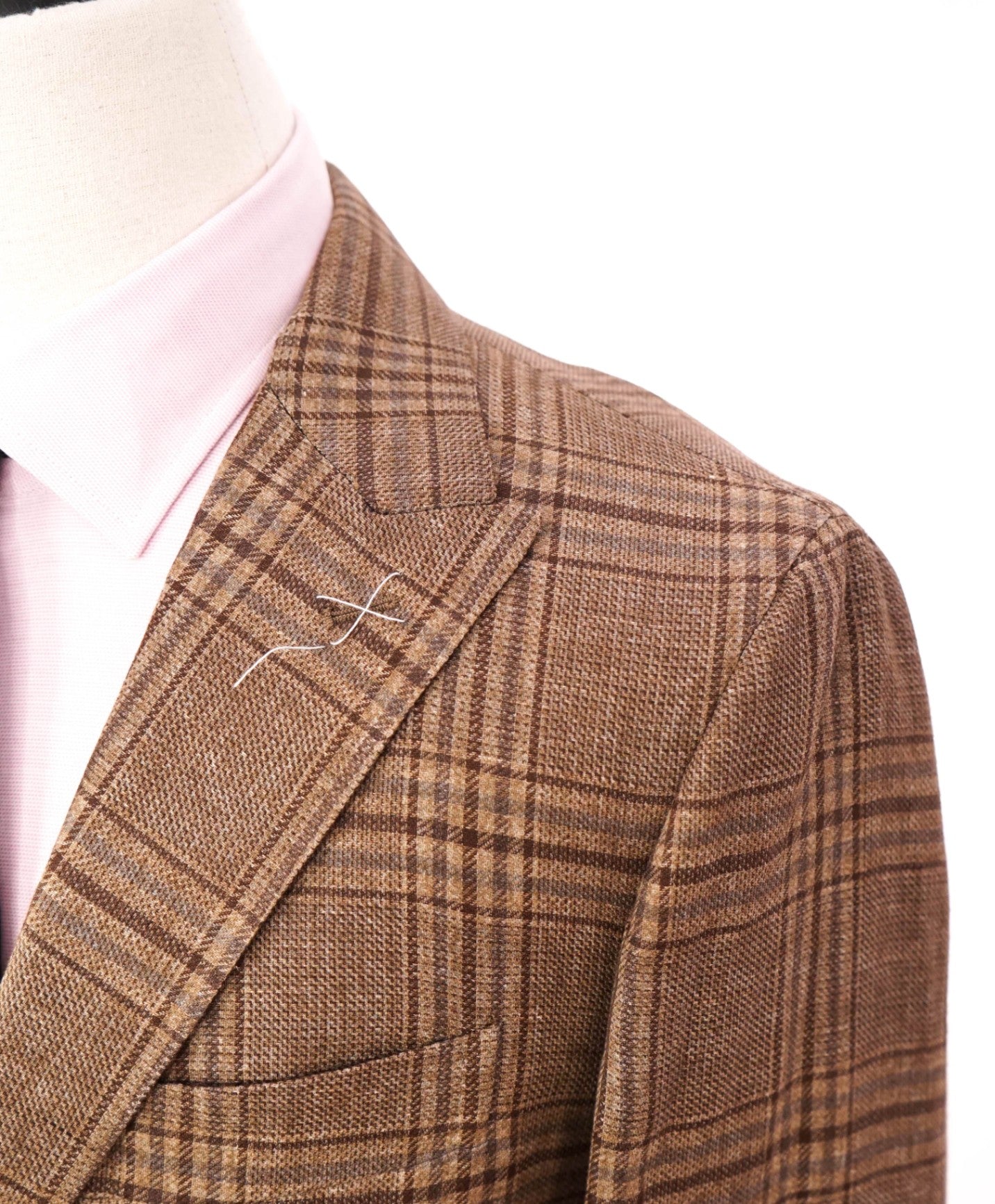 $1,795 ELEVENTY By ZEGNA - Brown Plaid Linen/Wool/Silk Blazer - 40