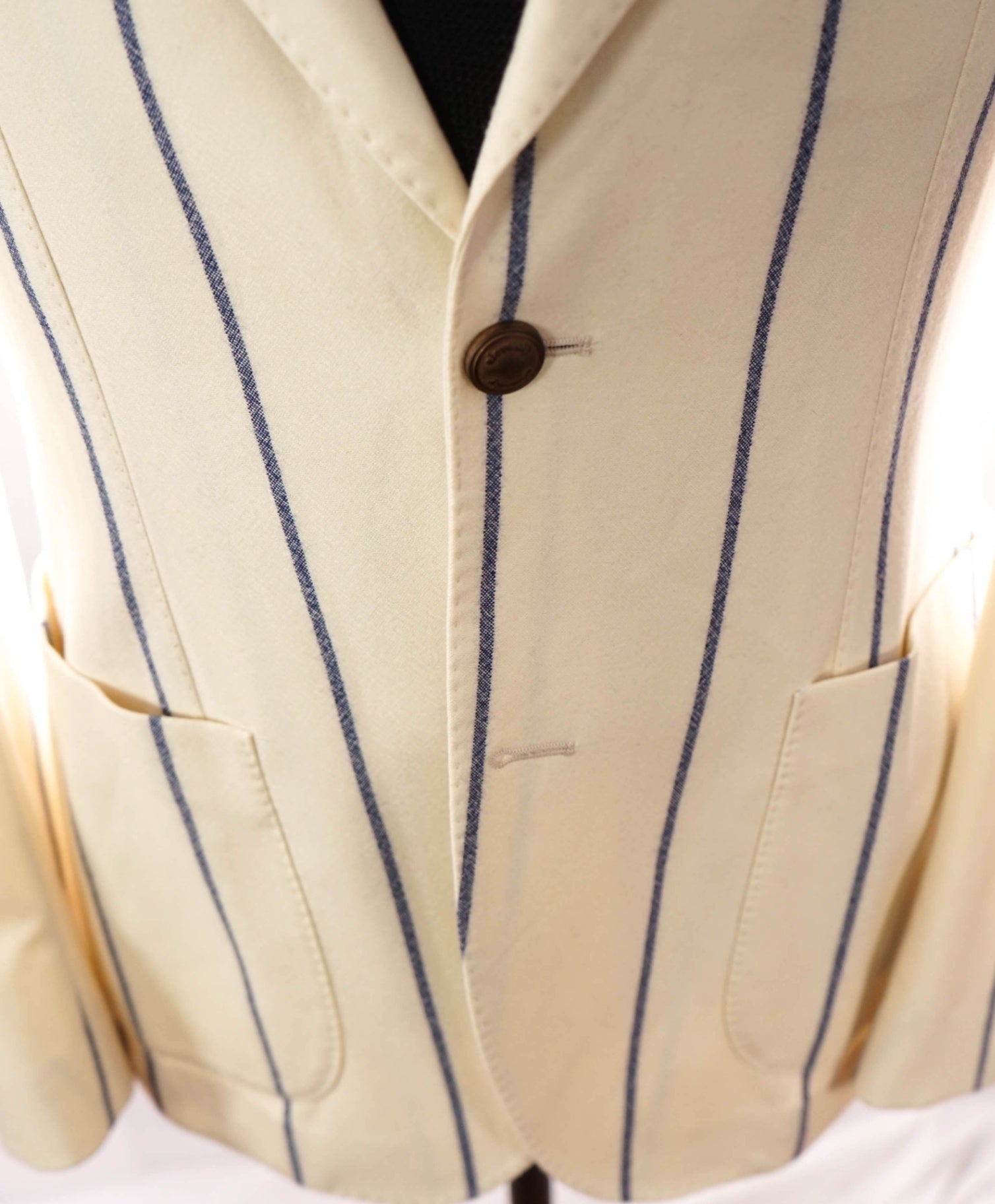 $2,395 ELEVENTY - Ivory/Blue Chalk Stripe Wool "JOGGER" Suit - 40