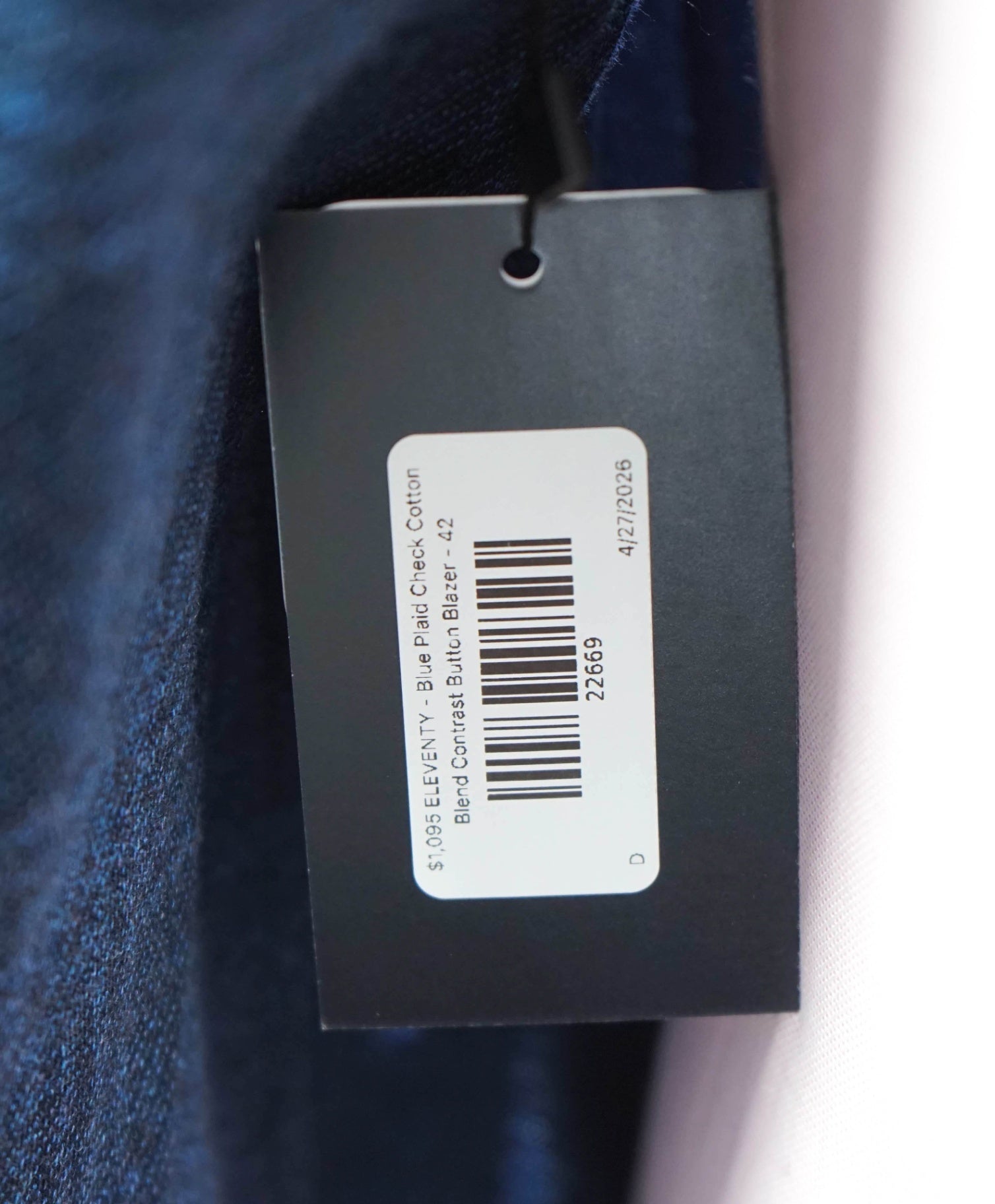 $1,095 ELEVENTY - Blue Plaid Check Cotton Blend Blazer - 42