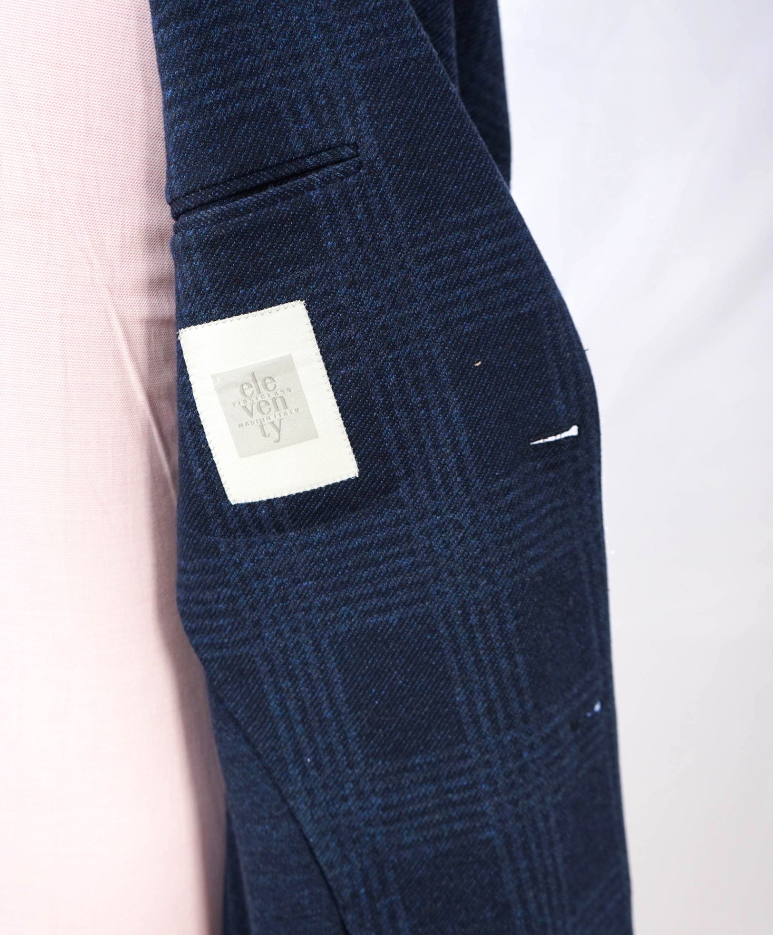 $1,095 ELEVENTY - Blue Plaid Check Cotton Blend Blazer - 42