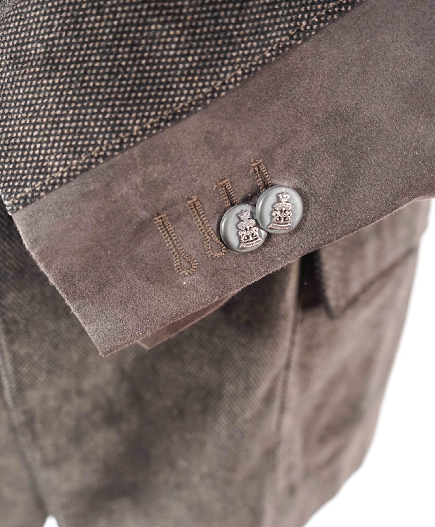 $2,035 CORNELIANI - Brown Velvet Suede Jacket Winter Blazer - 46R