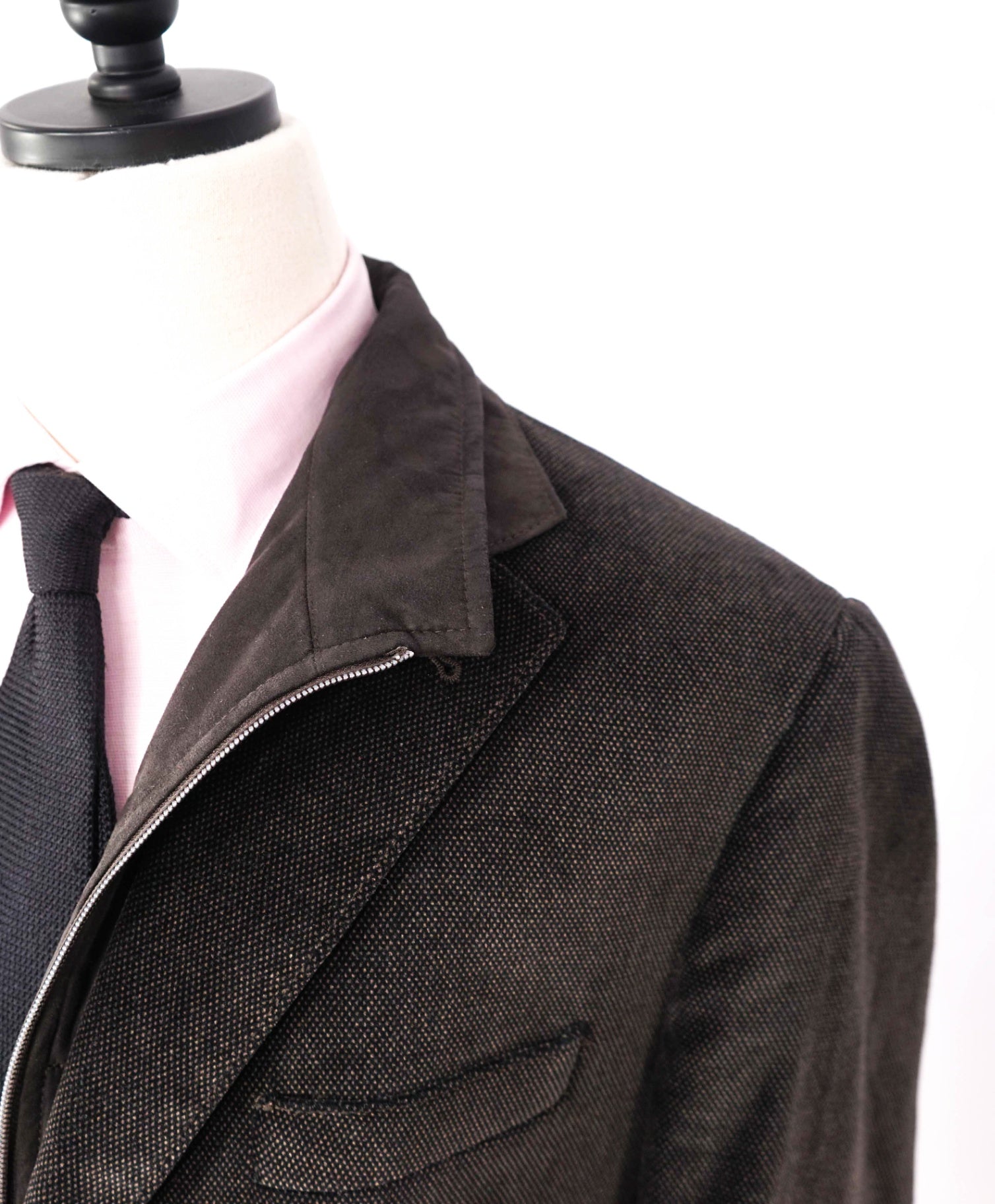 $2,035 CORNELIANI - Brown Velvet Suede Jacket Winter Blazer - 46R
