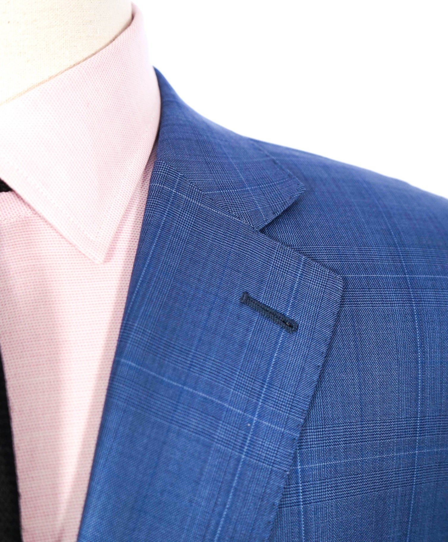 $4,090 ZEGNA - Blue Plaid Wool Suit - 46R