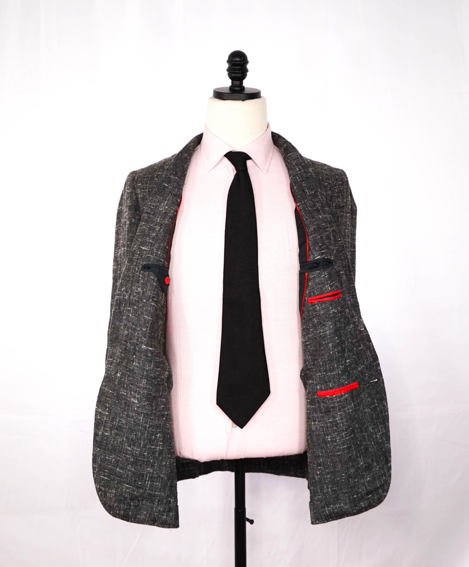 $4,500 ISAIA - Gray Wool/Silk/Cotton Fleck White Gray Blazer - 40R